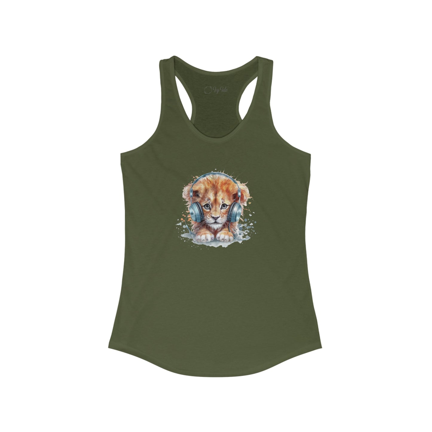 Lion with Headphones Racerback Tank