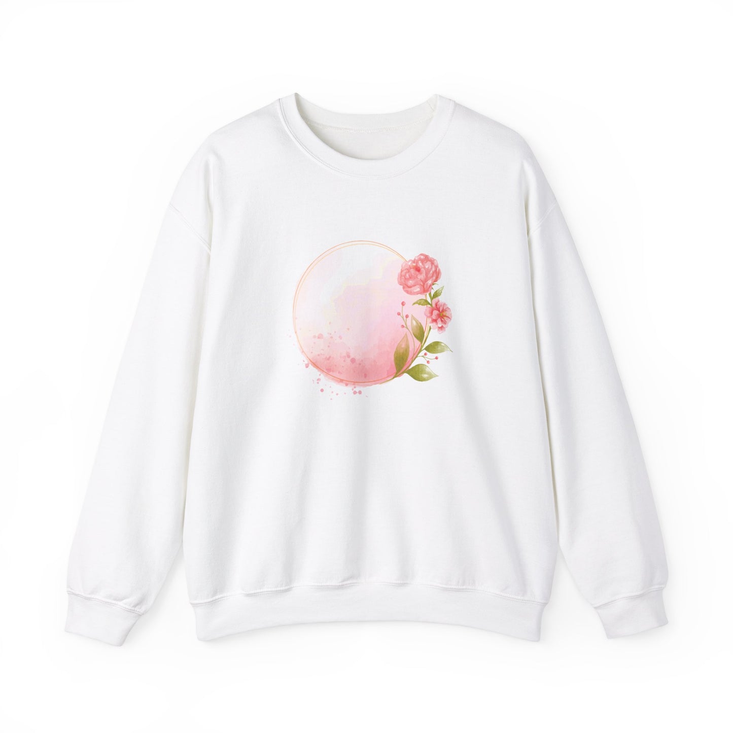 Pink Watercolor Rose Circle Sweatshirt