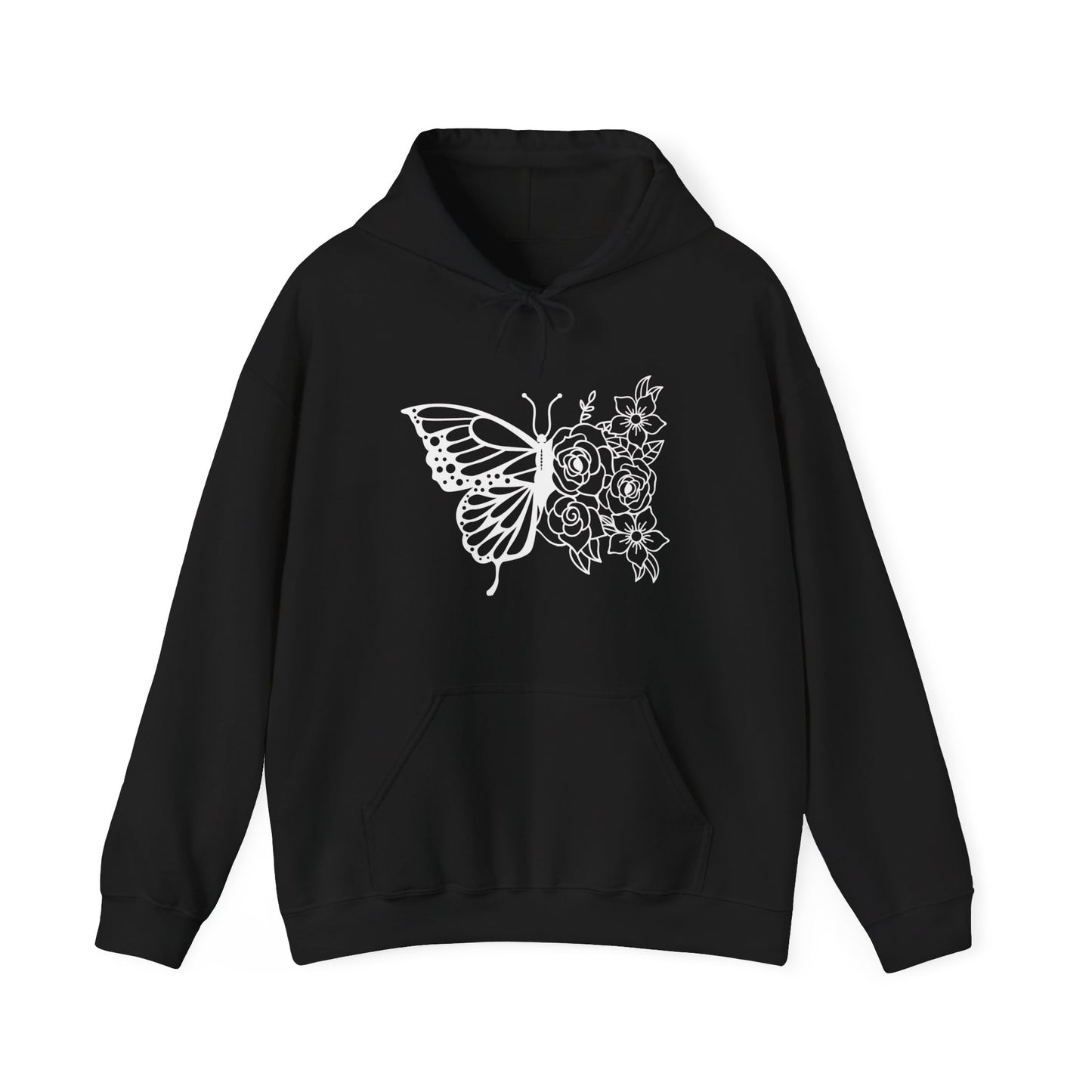 Butterfly and Flowers Hooded Sweatshirt