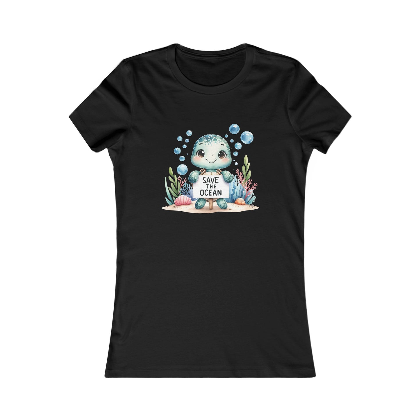 Save the Ocean Turtle Fitted Tee