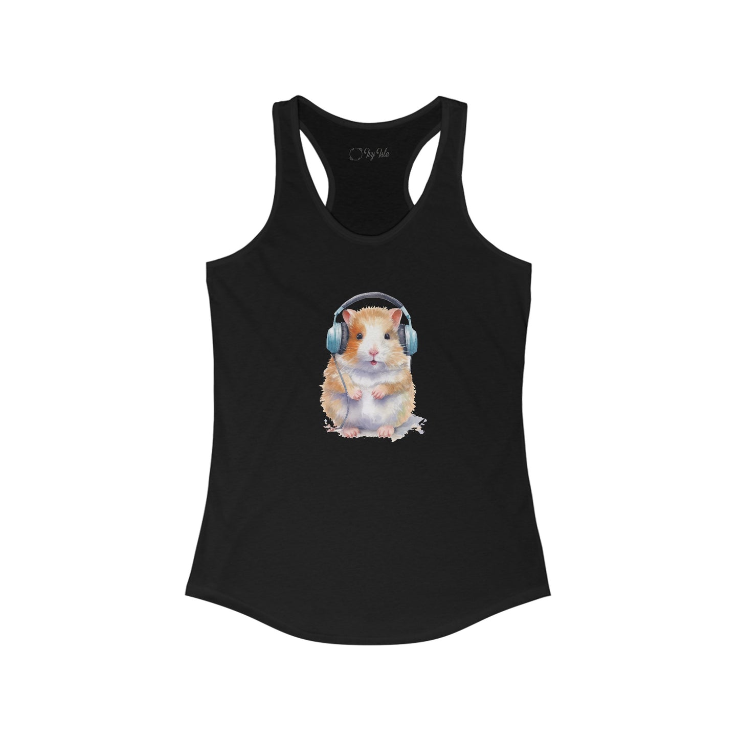 Hamster with Headphones Racerback Tank