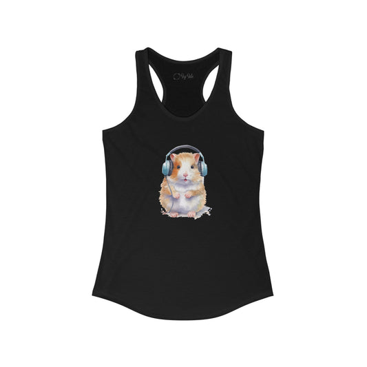 Hamster with Headphones Racerback Tank