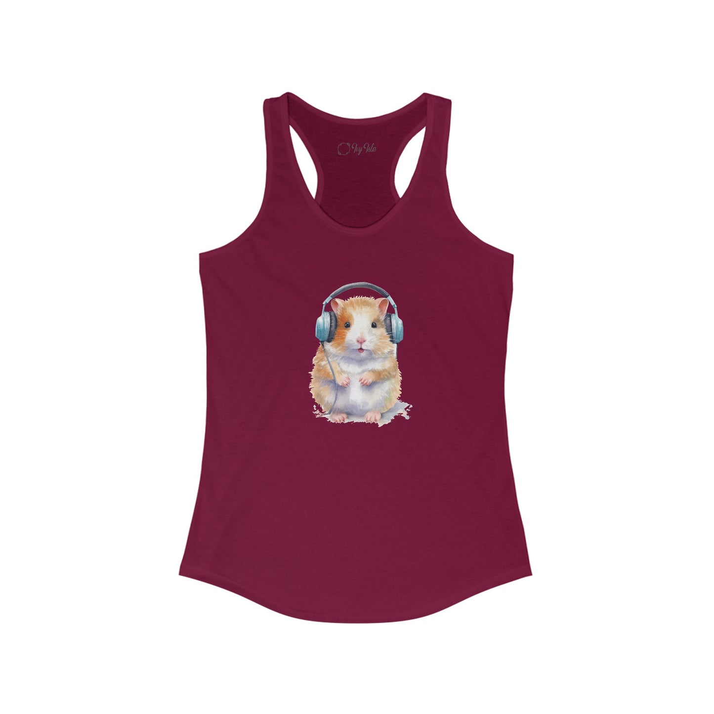 Hamster with Headphones Racerback Tank
