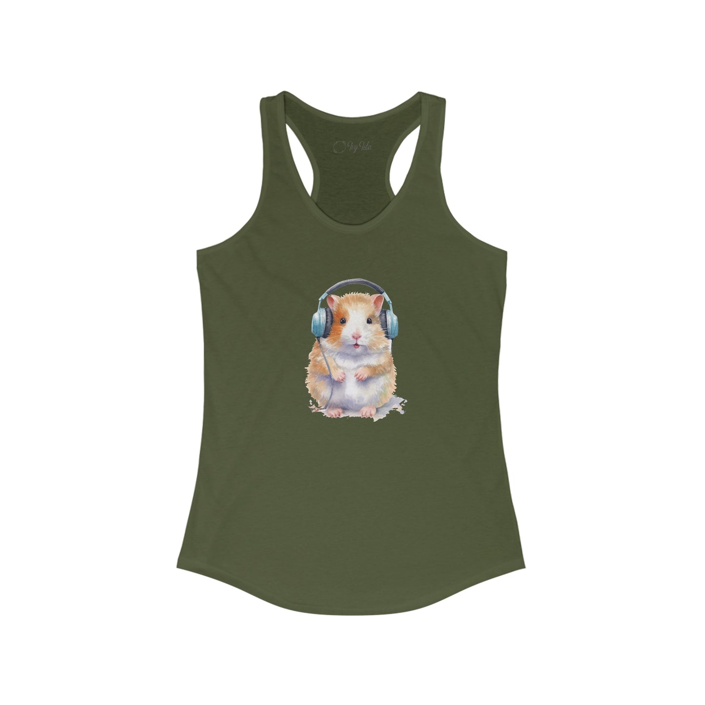 Hamster with Headphones Racerback Tank