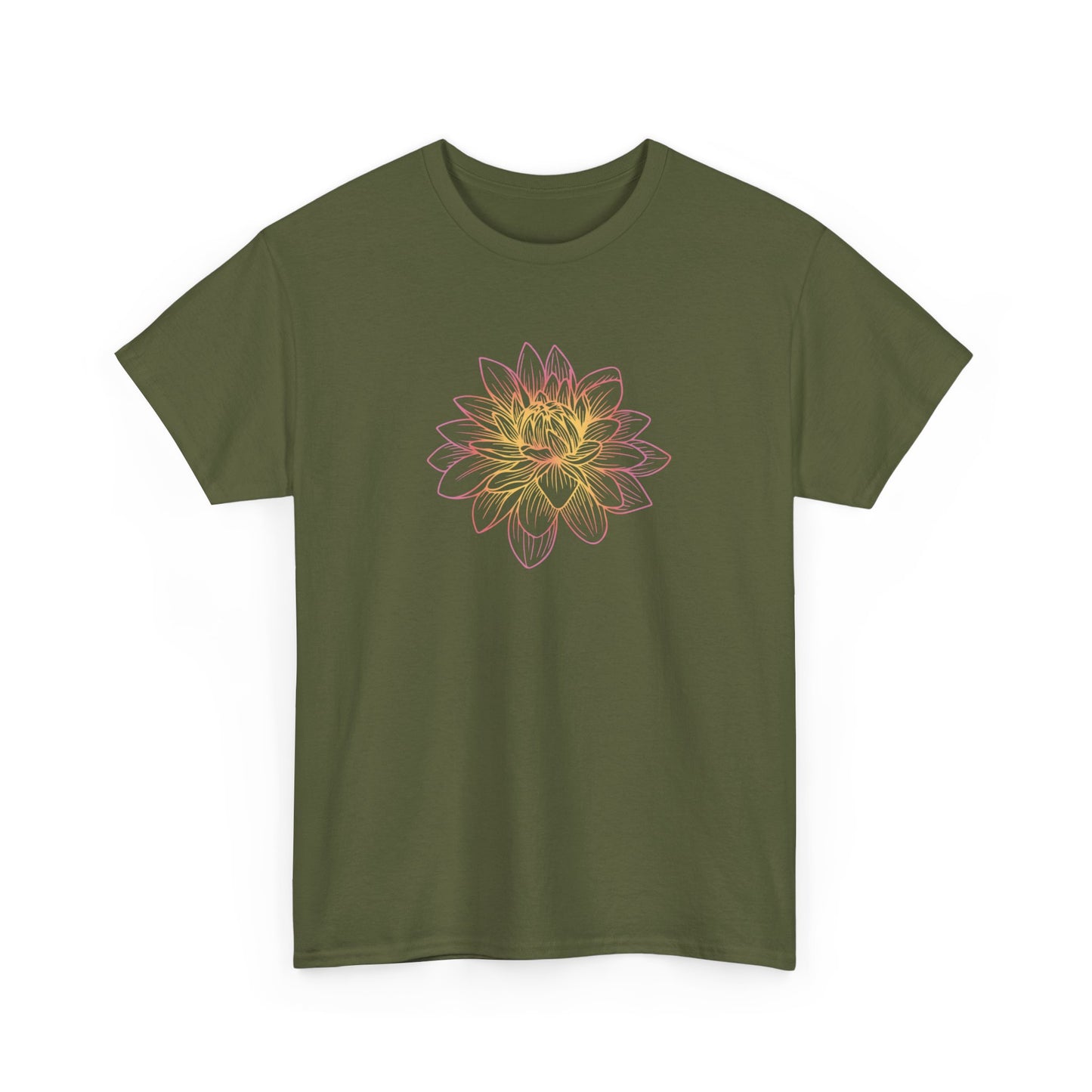 Colorful Lotus Outline Short Sleeve Tee
