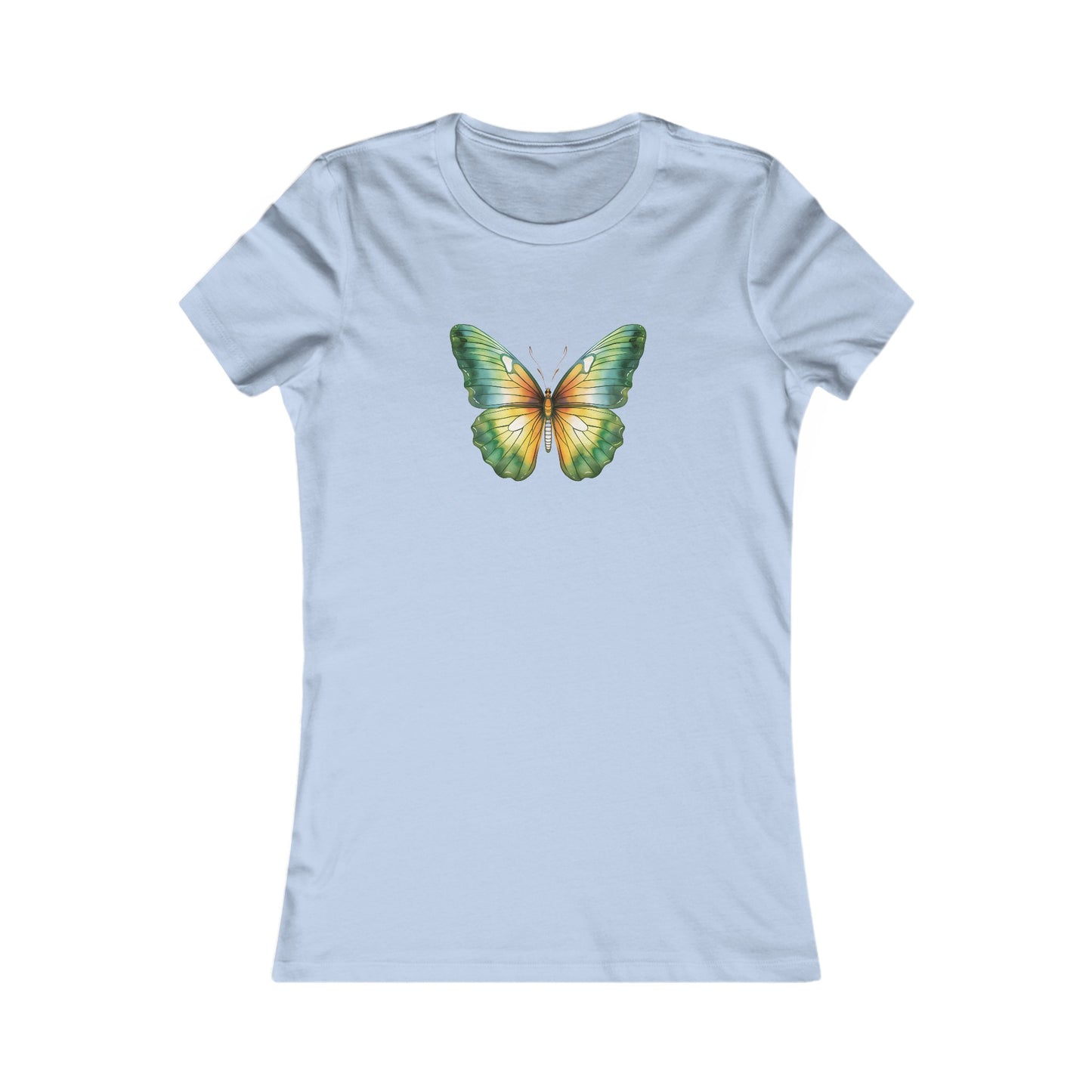 Green Watercolor Butterfly Fitted Tee