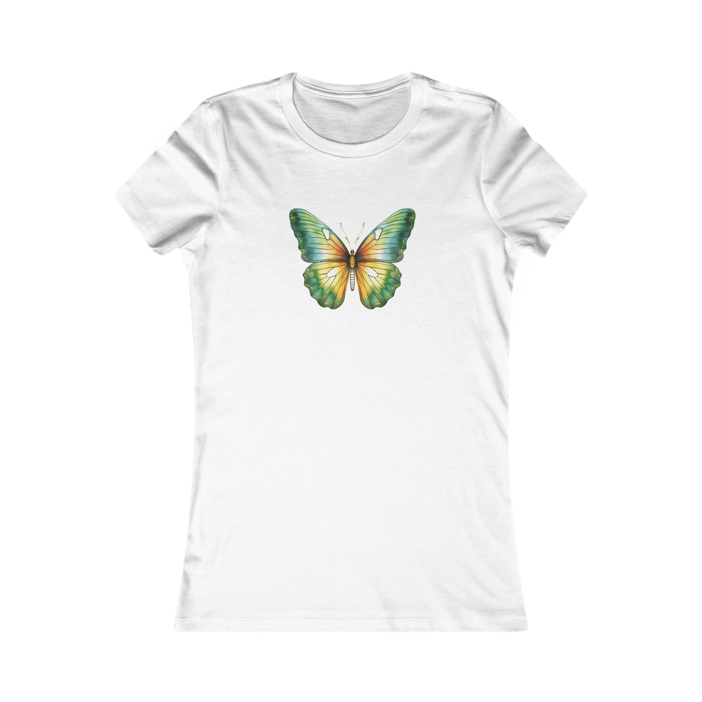 Green Watercolor Butterfly Fitted Tee