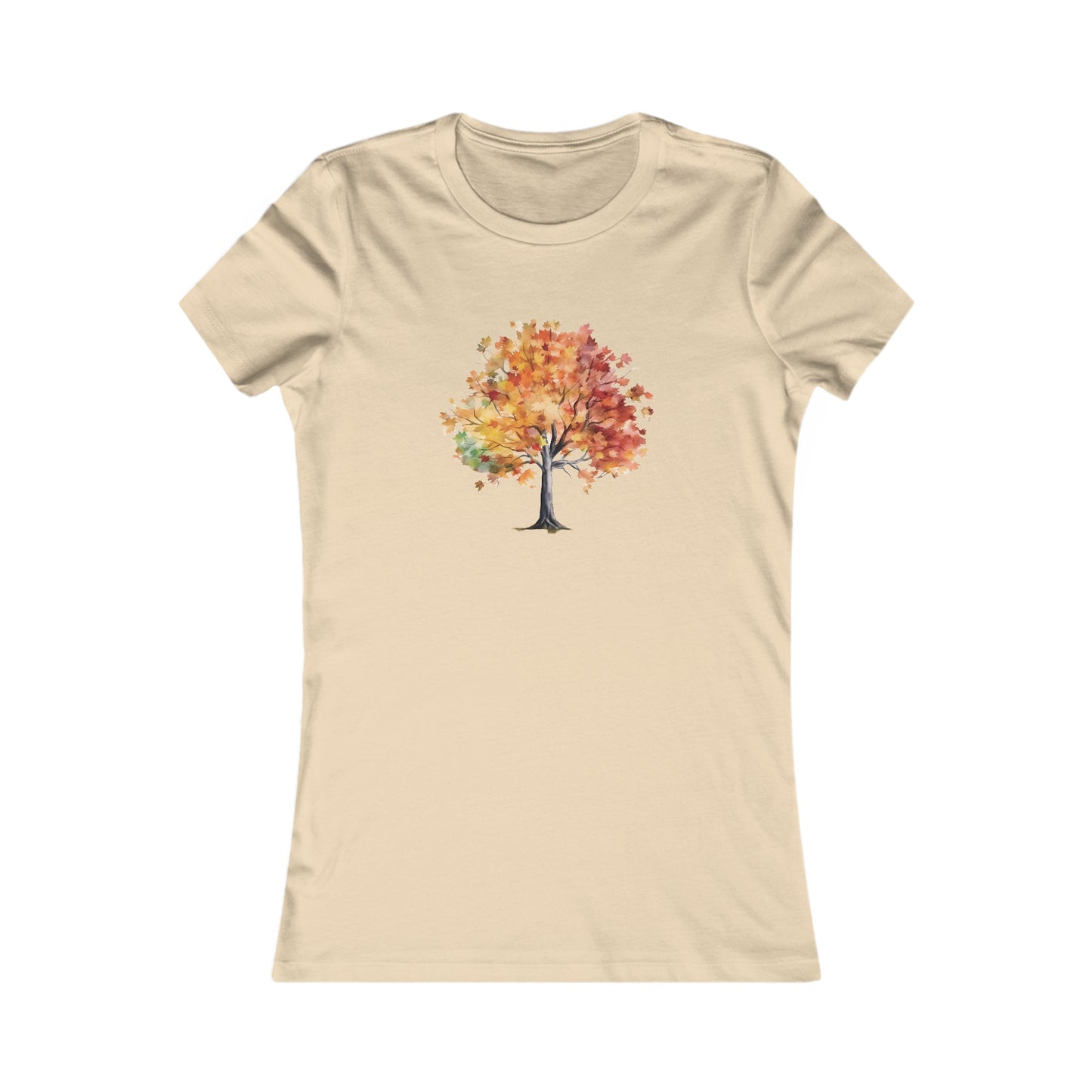 Watercolor Autumn Tree Fitted Tee