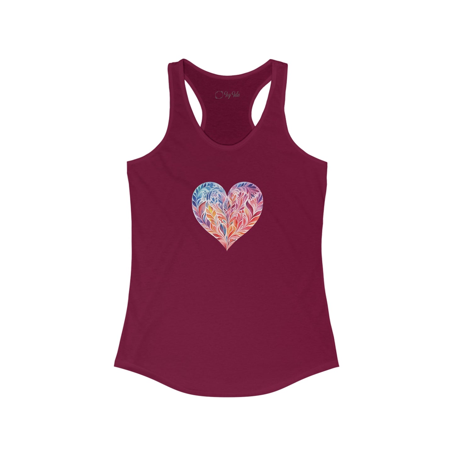 Watercolor Heart Racerback Tank 001