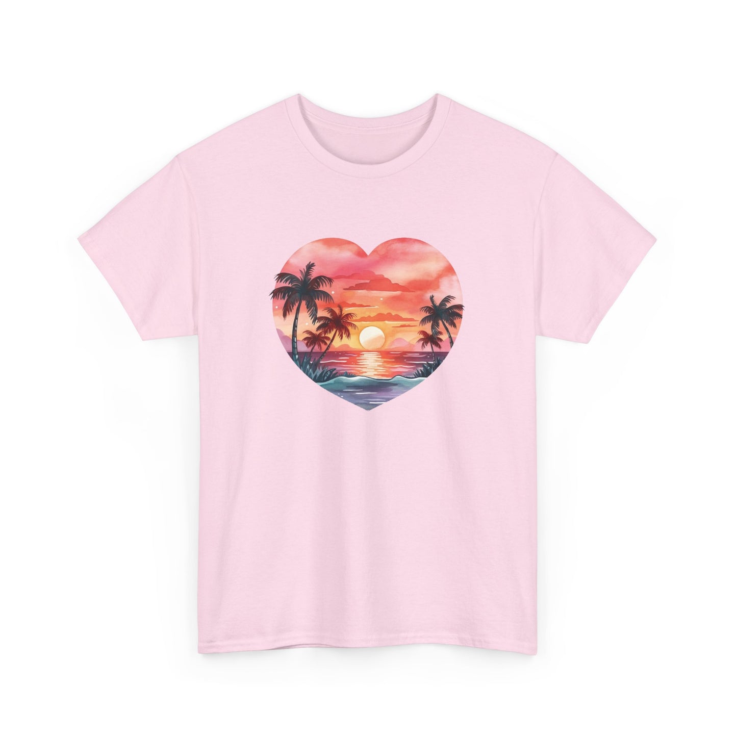 Retro Sunset Beach Heart Short Sleeve Tee