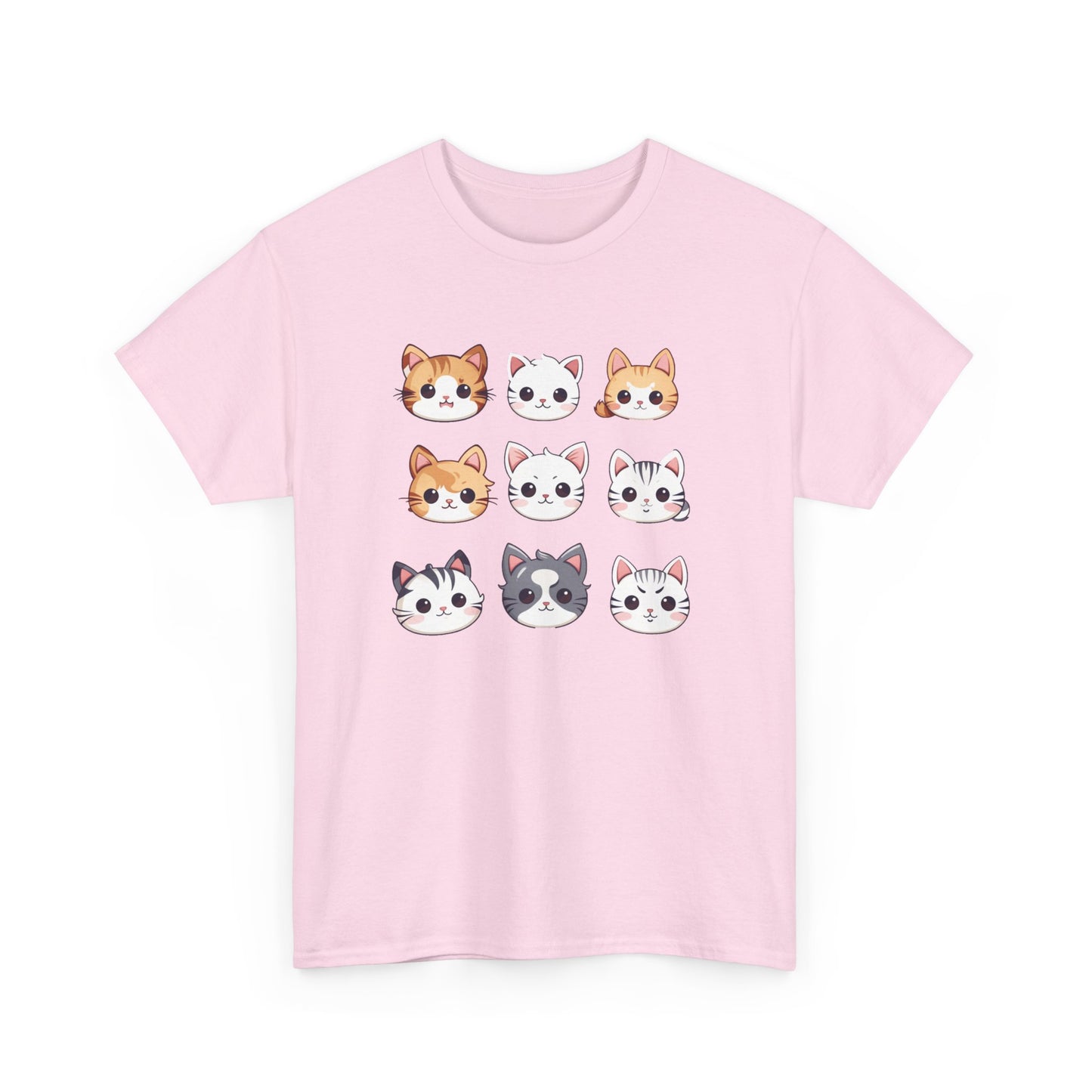 Cute Cat Faces Set Short Sleeve Tee