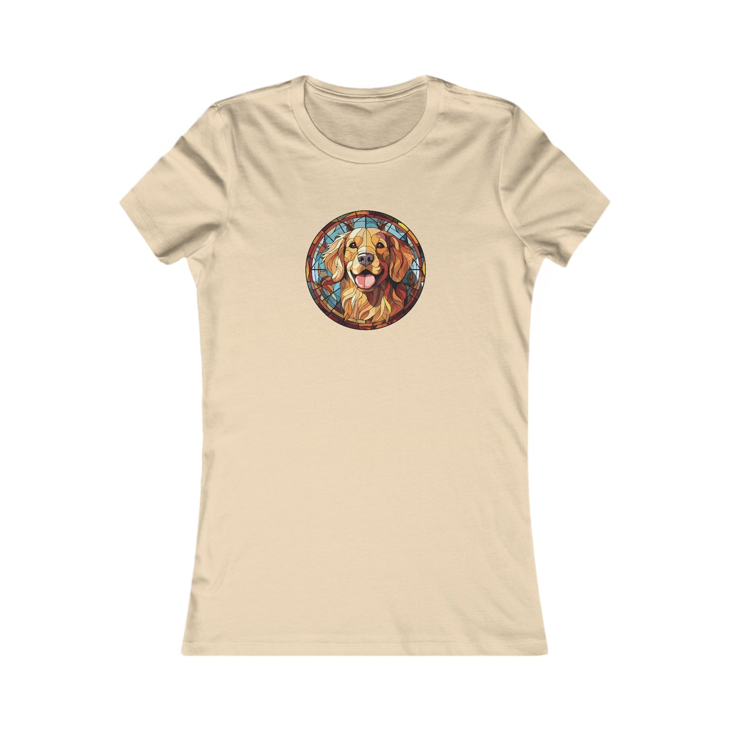Stained Glass Golden Retriever Fitted Tee