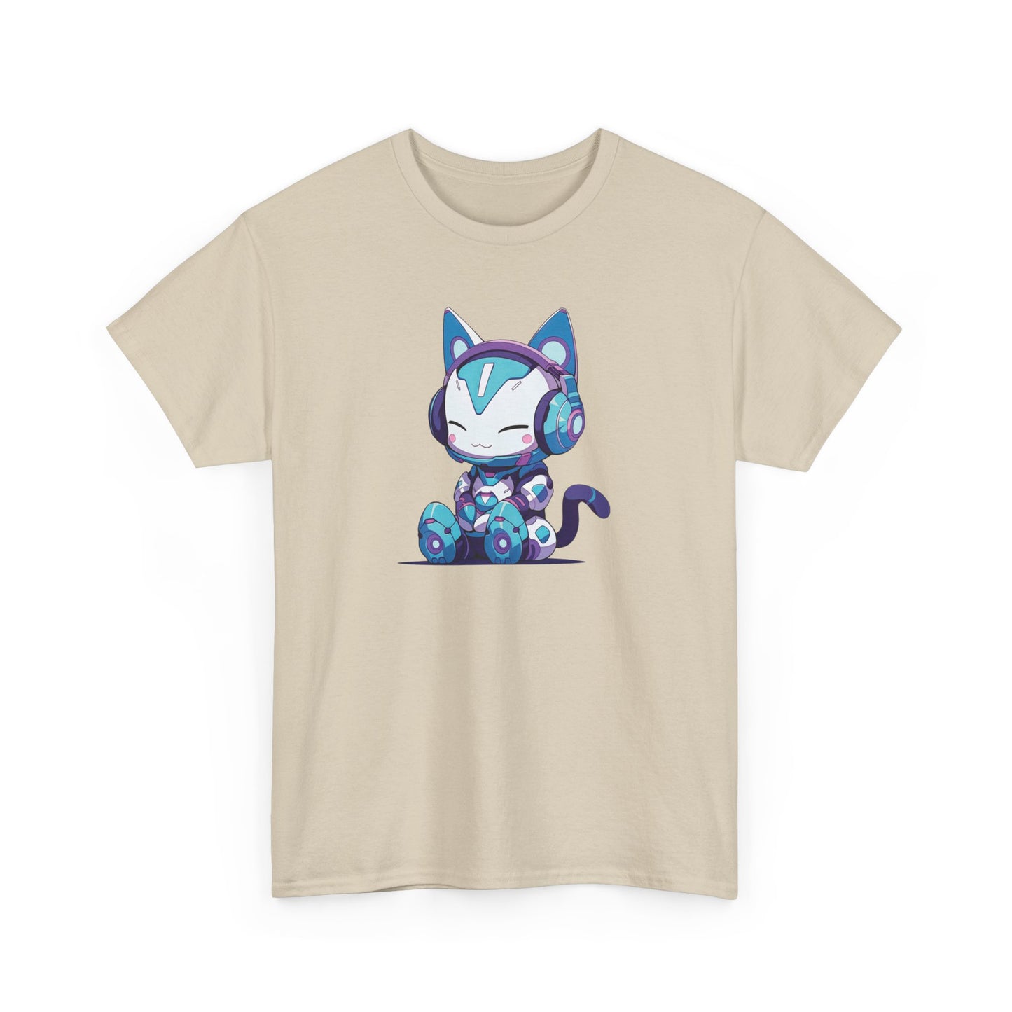 Futuristic Cat with Headphones Short Sleeve Tee