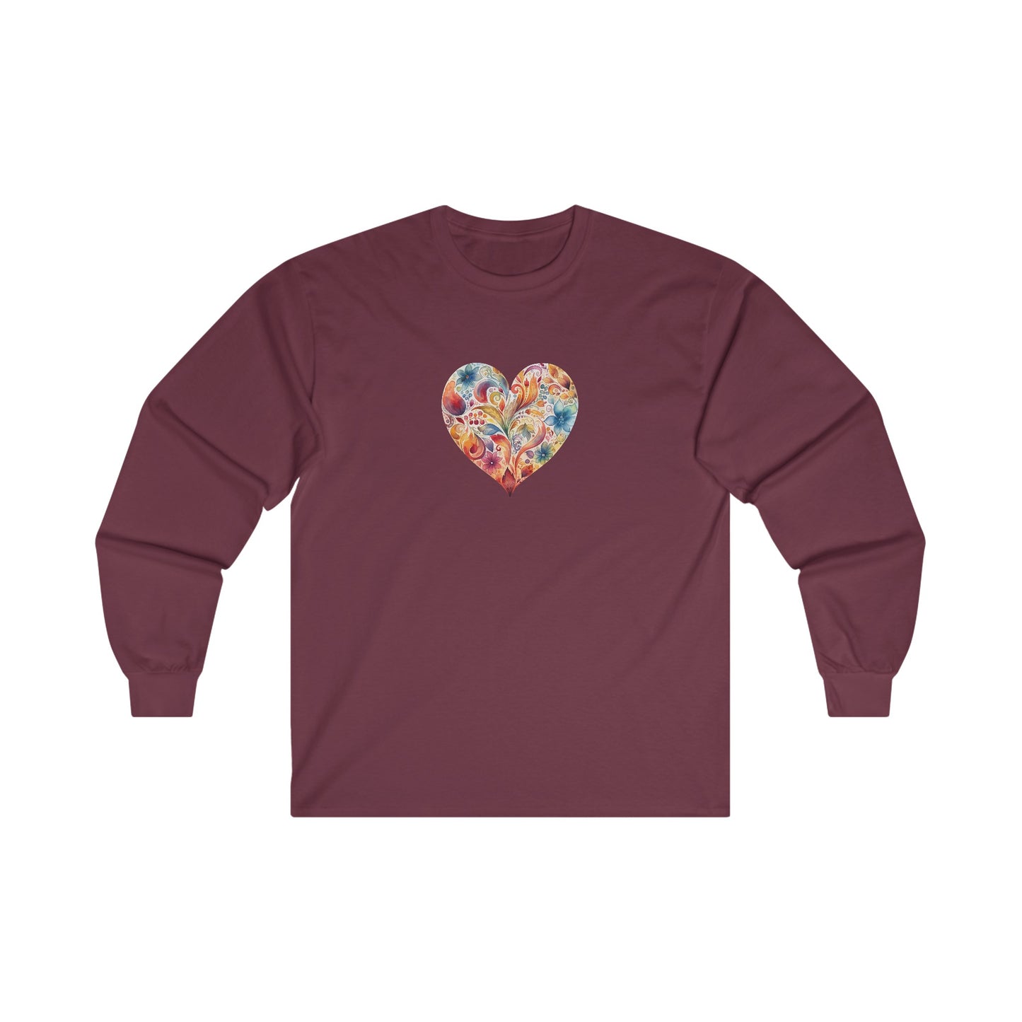 Watercolor Heart Long Sleeve Tee 002