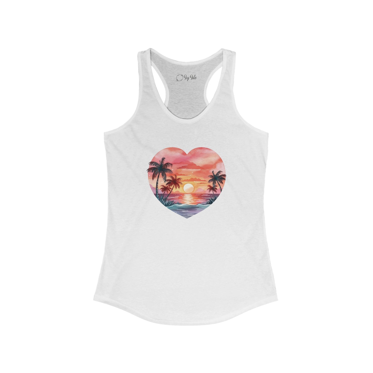 Retro Beach Sunset Heart Racerback Tank