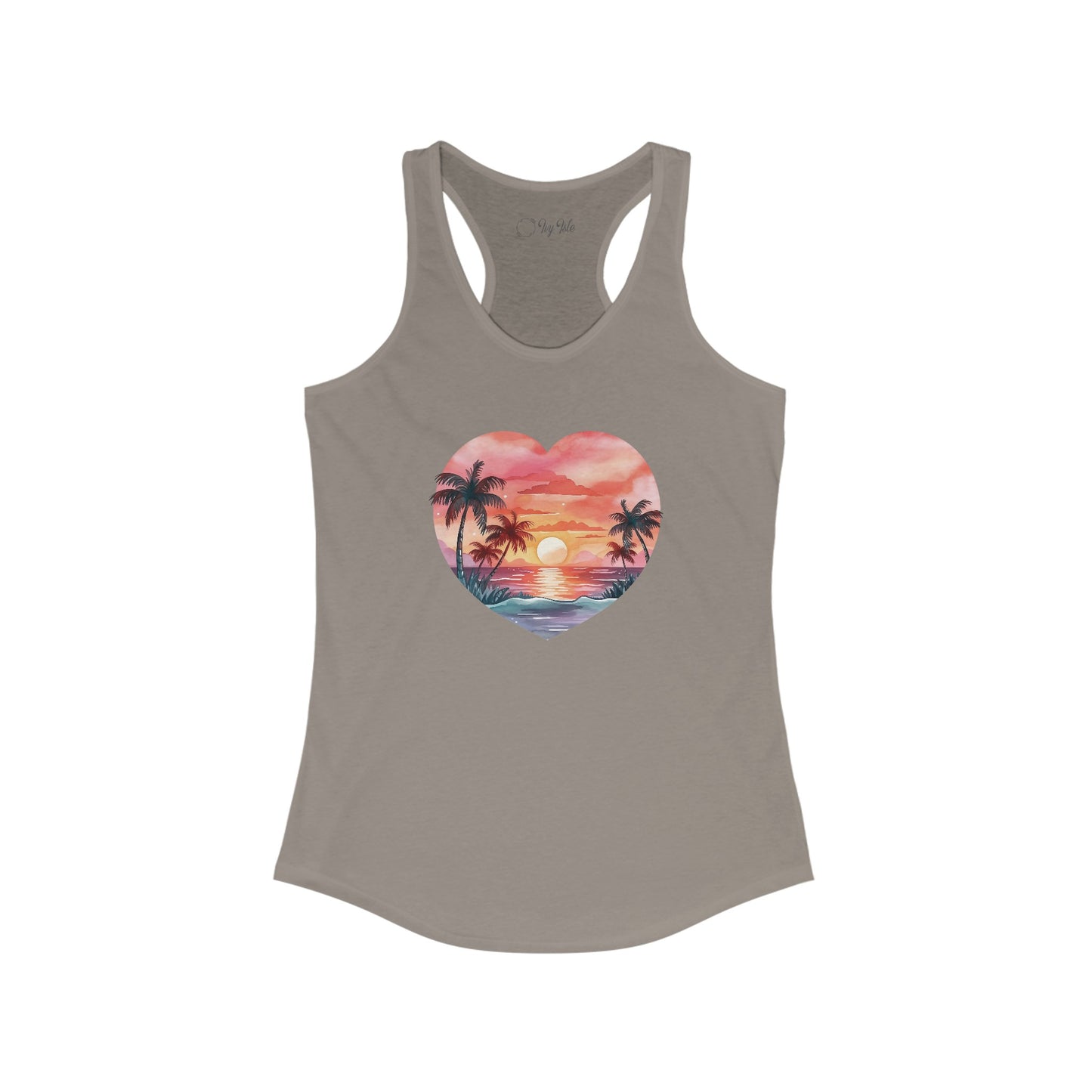 Retro Beach Sunset Heart Racerback Tank