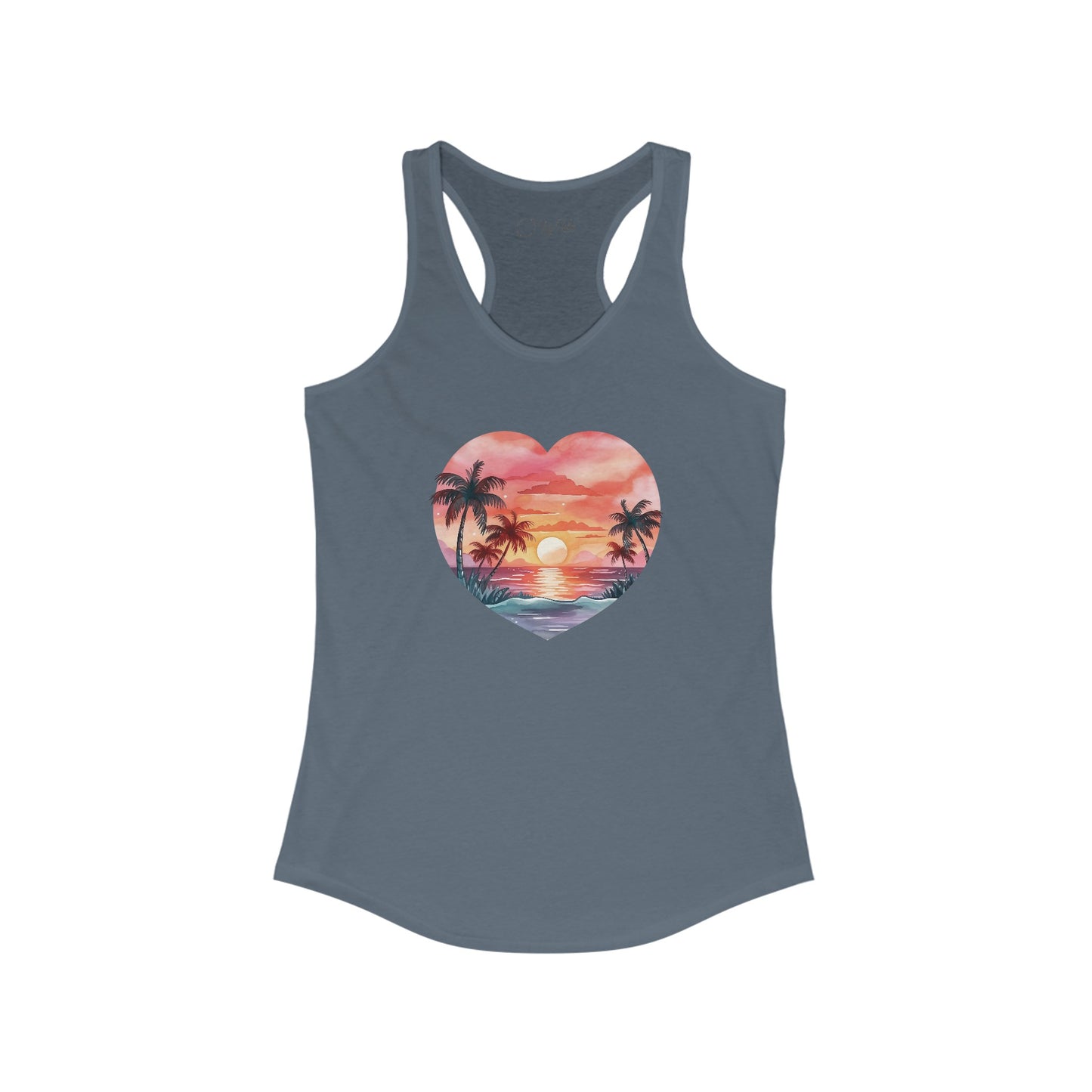 Retro Beach Sunset Heart Racerback Tank