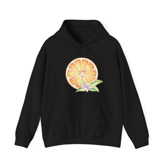 Orange and Flower Hooded Sweatshirt