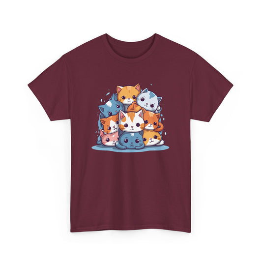 Cute Cat Pile Short Sleeve Tee