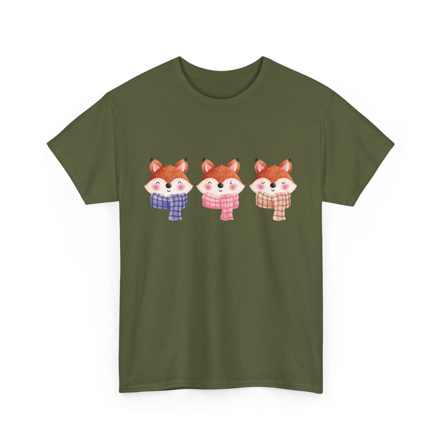 Cute Foxes in Scarves Short Sleeve Tee