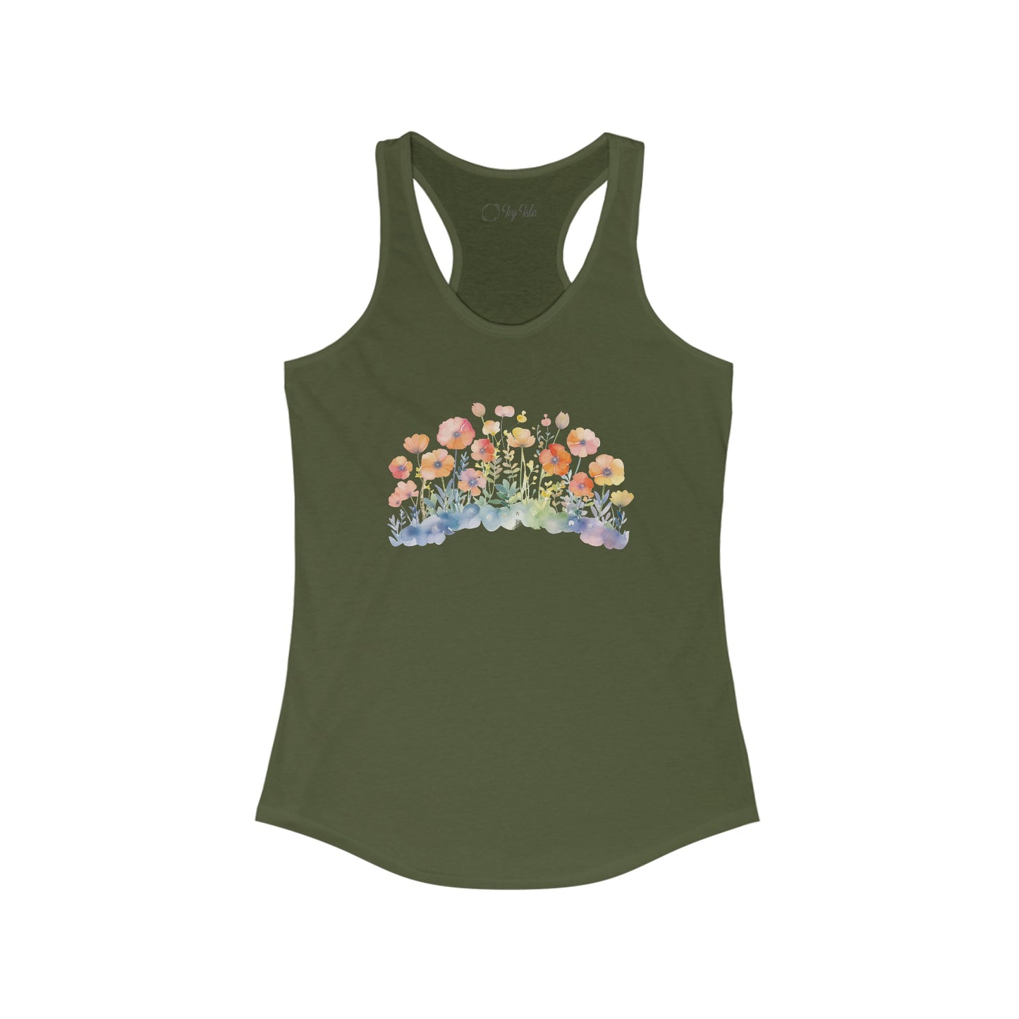 Pretty Watercolor Flowers Racerback Tank