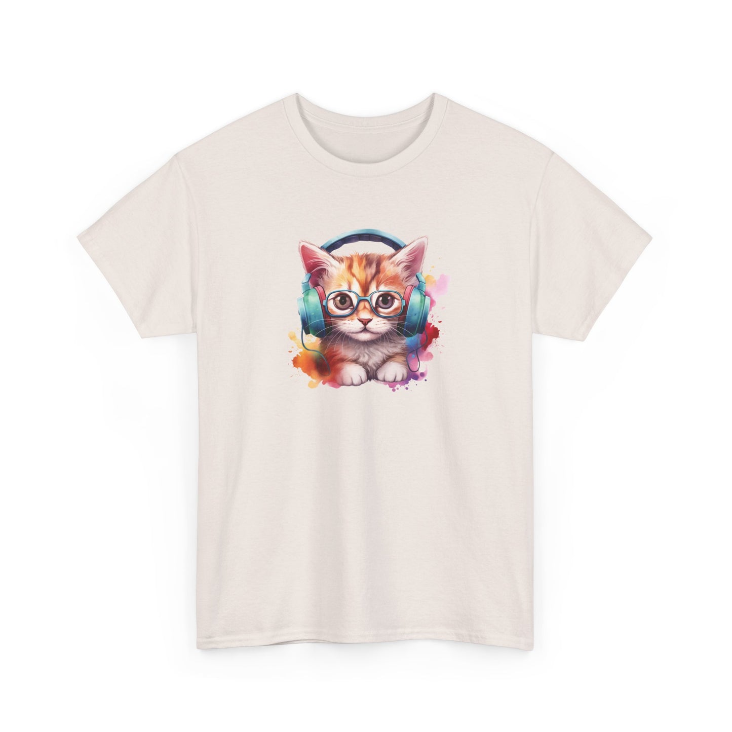 Cat with Headphones Short Sleeve Tee