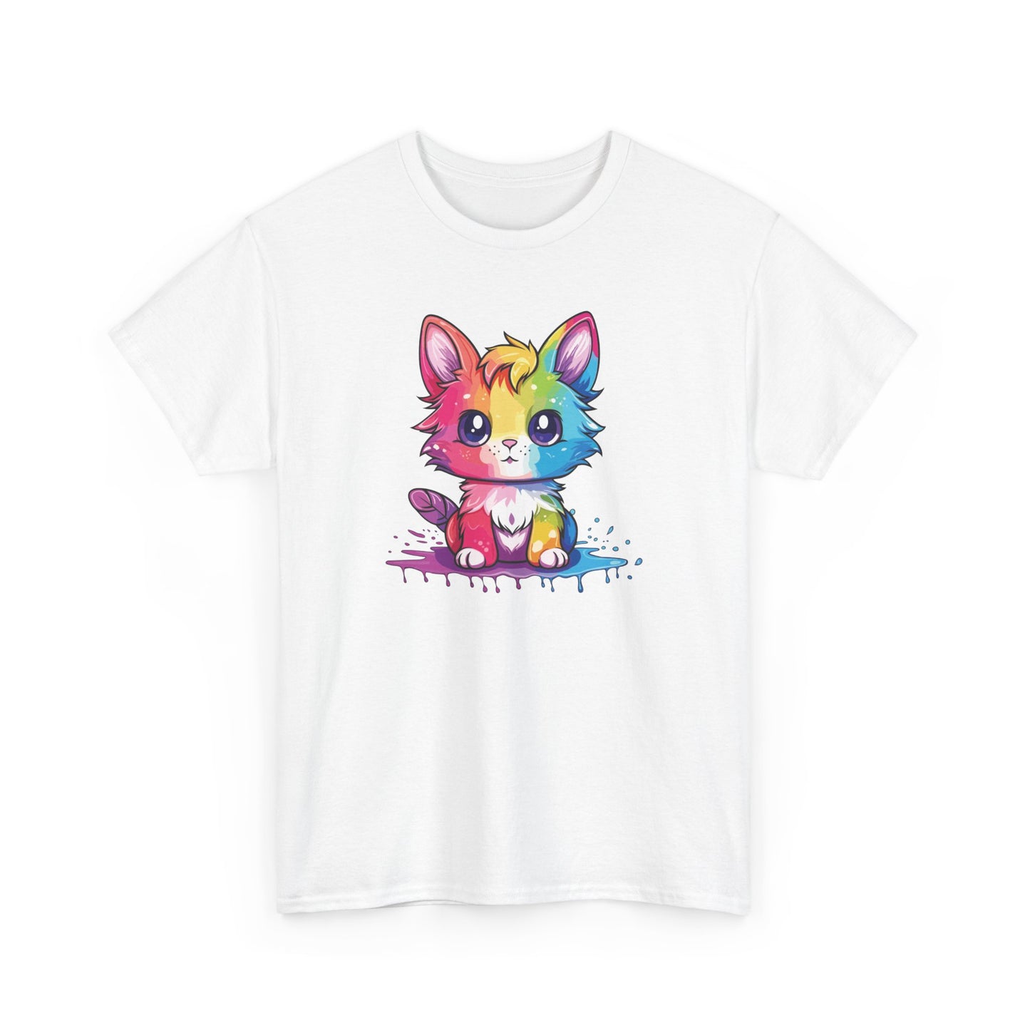 Rainbow Animated Cat Short Sleeve Tee