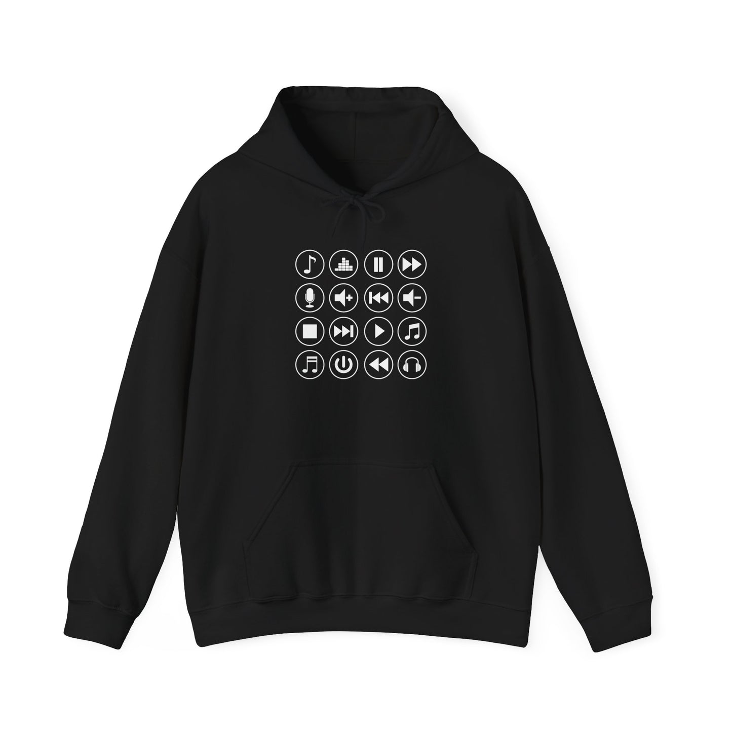 Music Player Symbols Hooded Sweatshirt