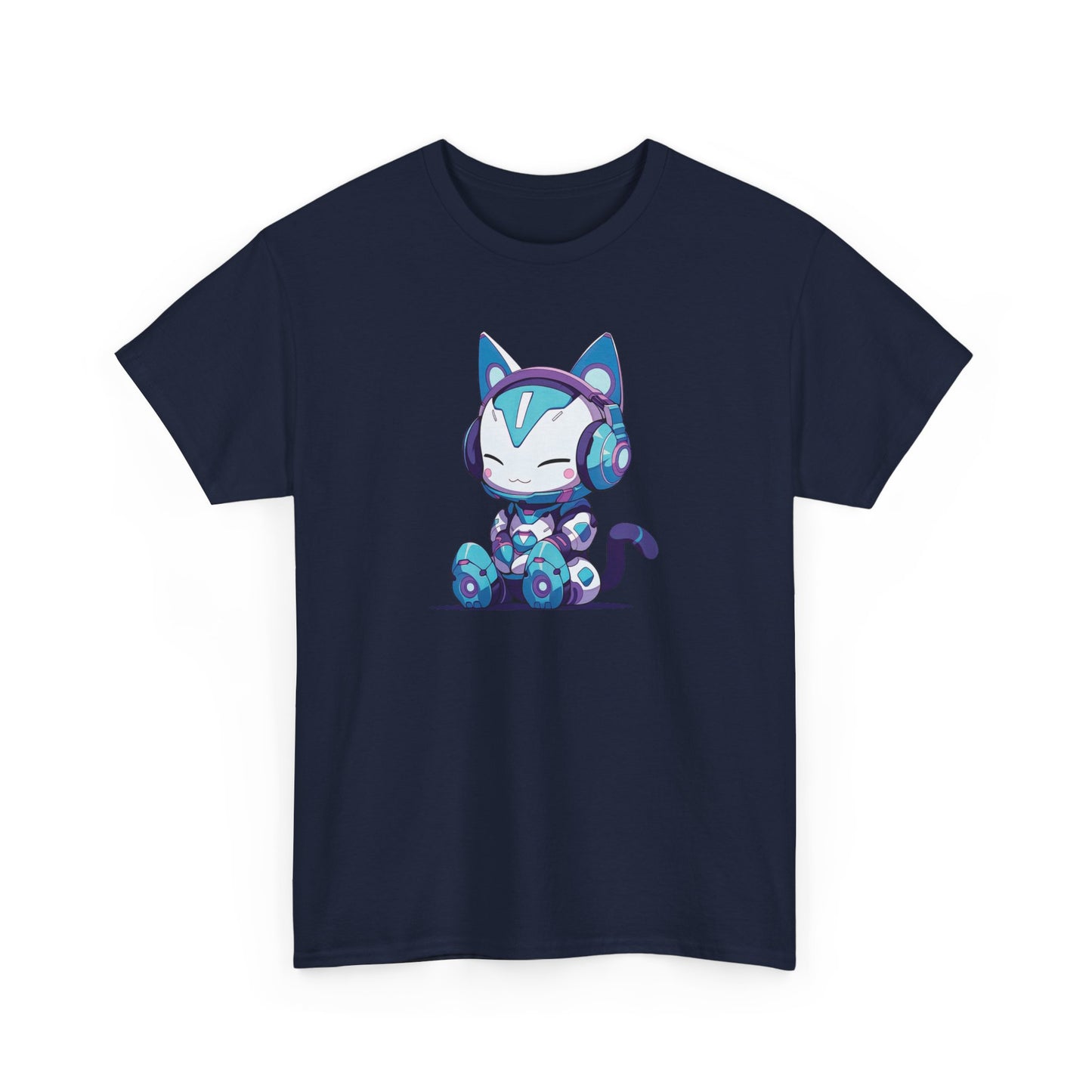 Futuristic Cat with Headphones Short Sleeve Tee