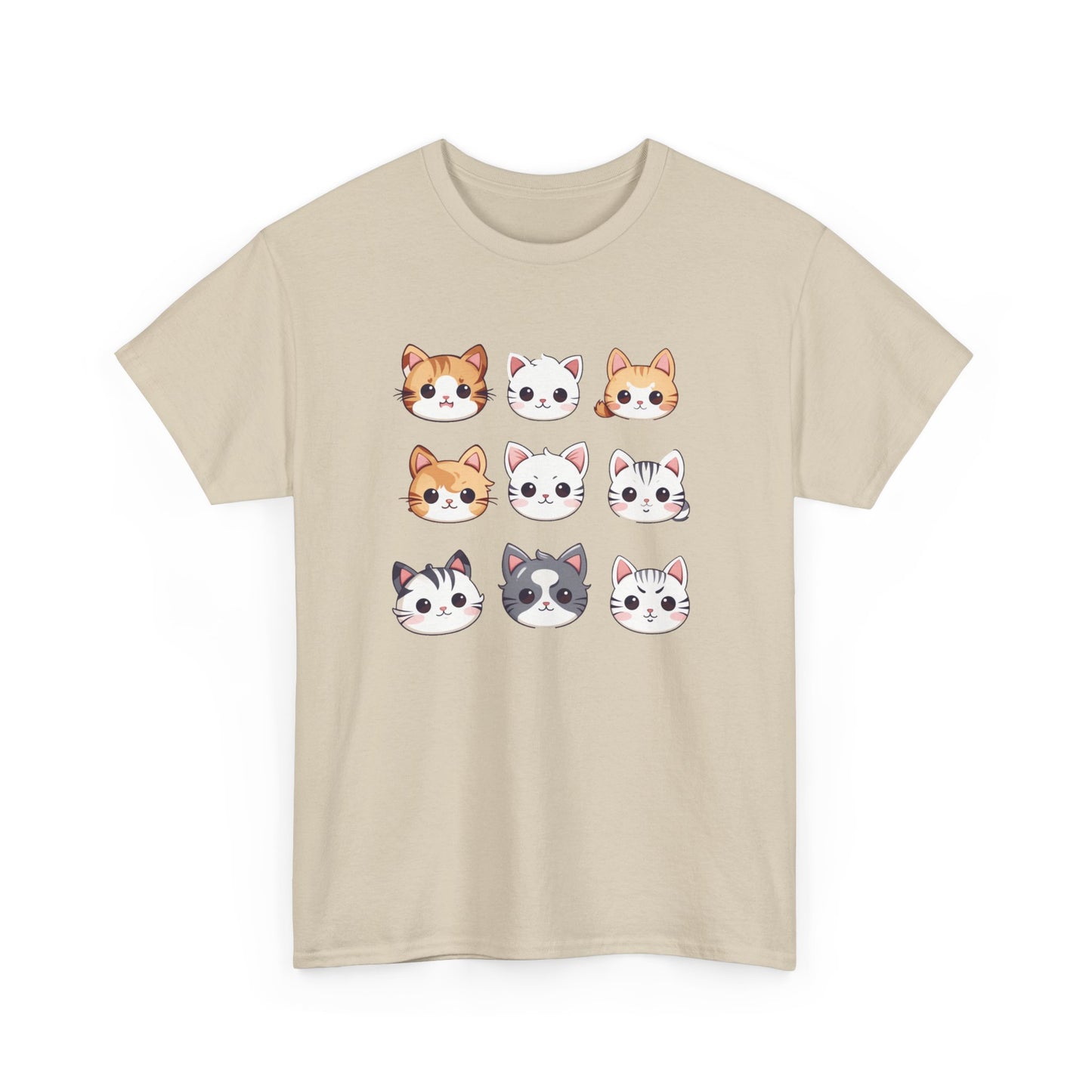 Cute Cat Faces Set Short Sleeve Tee
