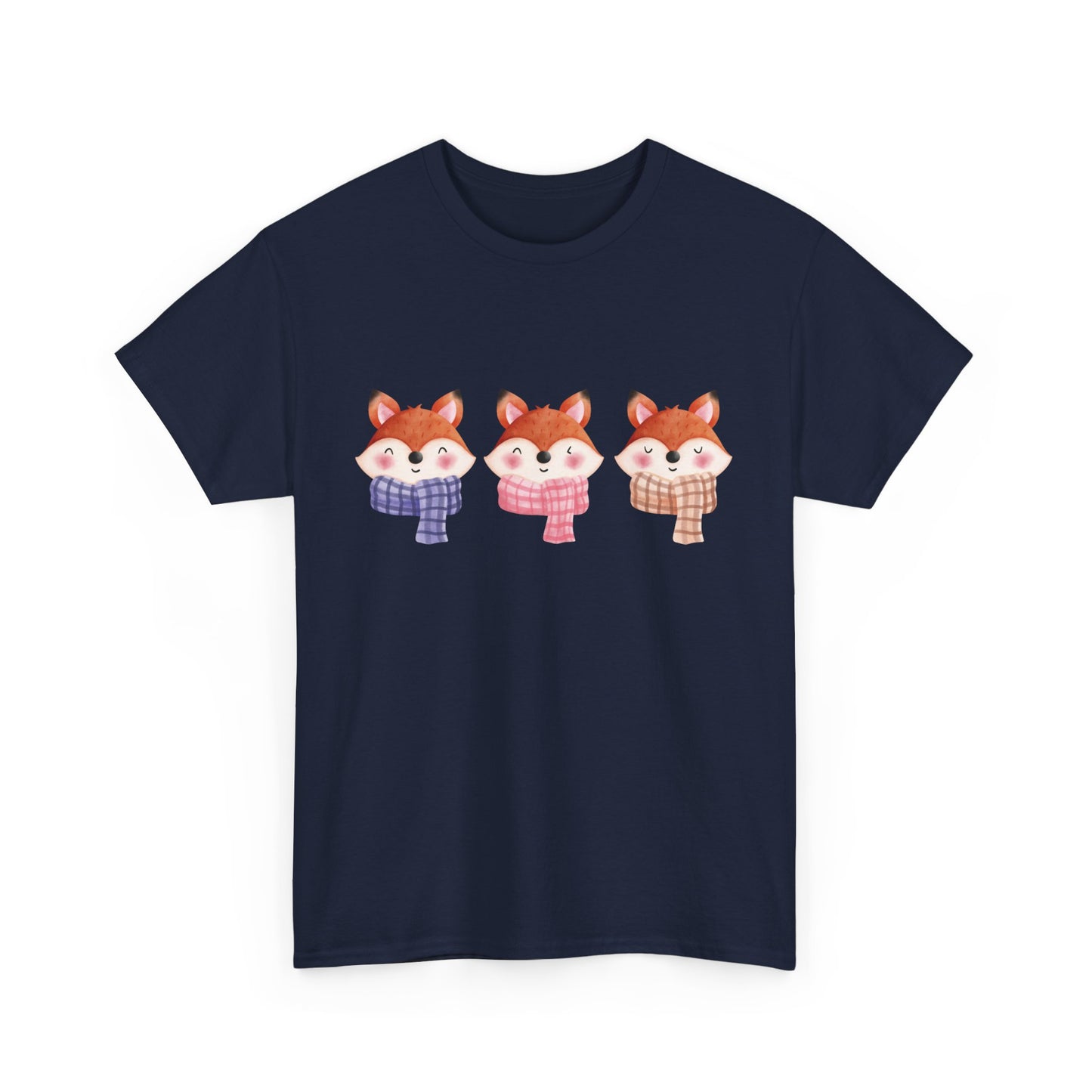 Cute Foxes in Scarves Short Sleeve Tee