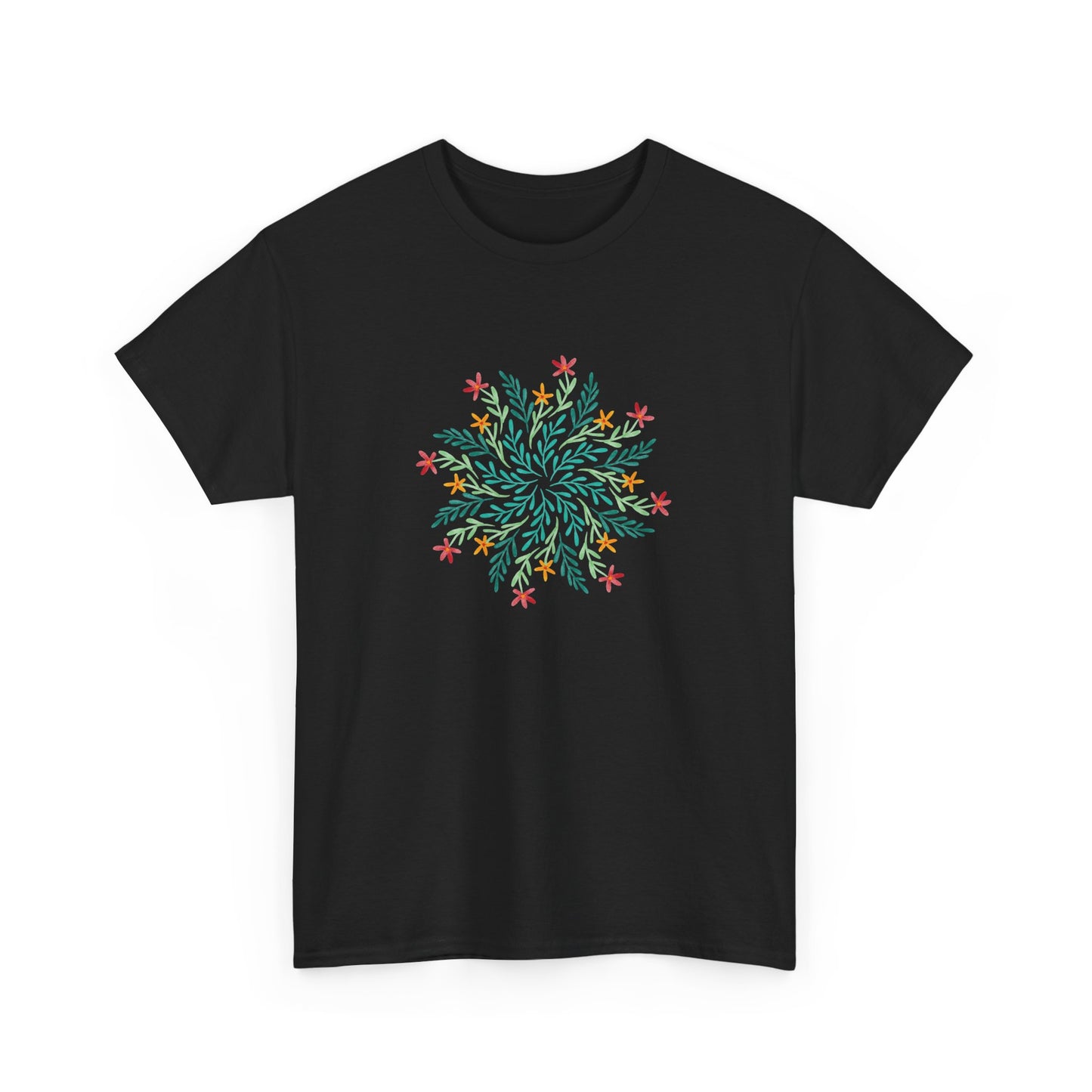 Leaf and Flowers Mandala Short Sleeve Tee