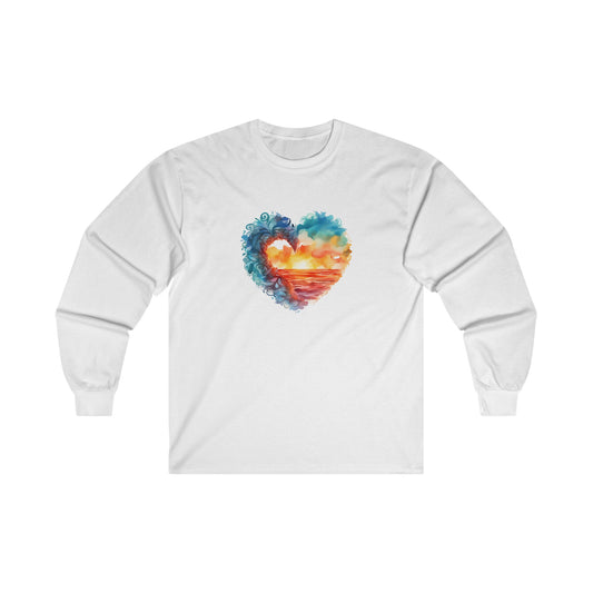 Abstract Sunset Heart Long Sleeve Tee