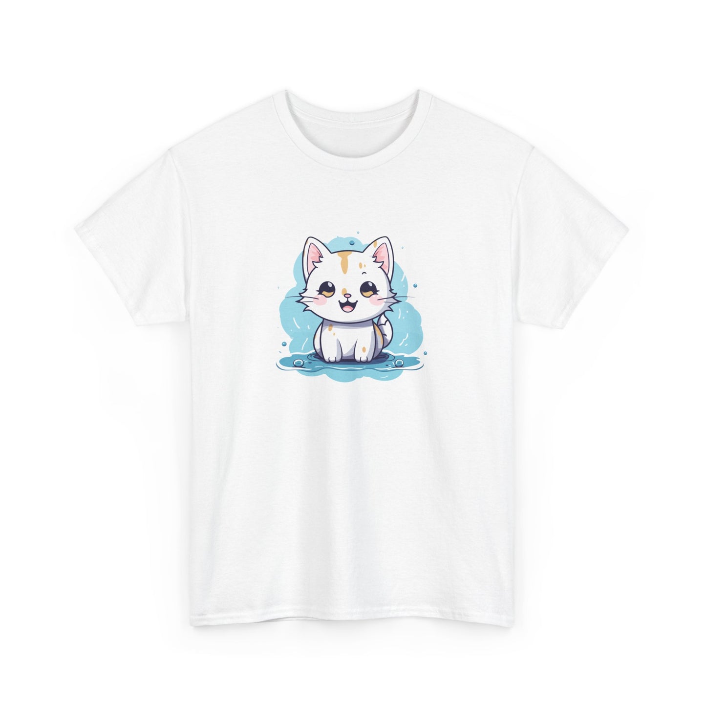 Cute Blue Cat Short Sleeve Tee