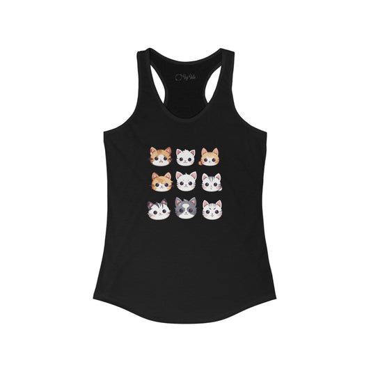 Cute Cat Faces Set Racerback Tank