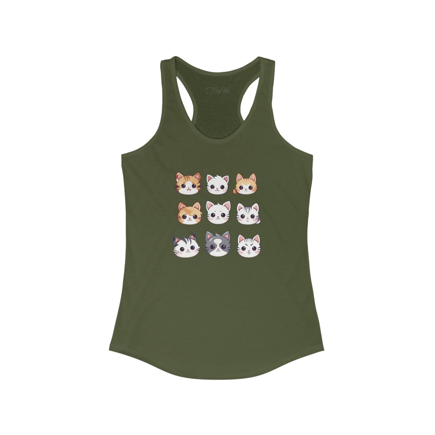 Cute Cat Faces Set Racerback Tank