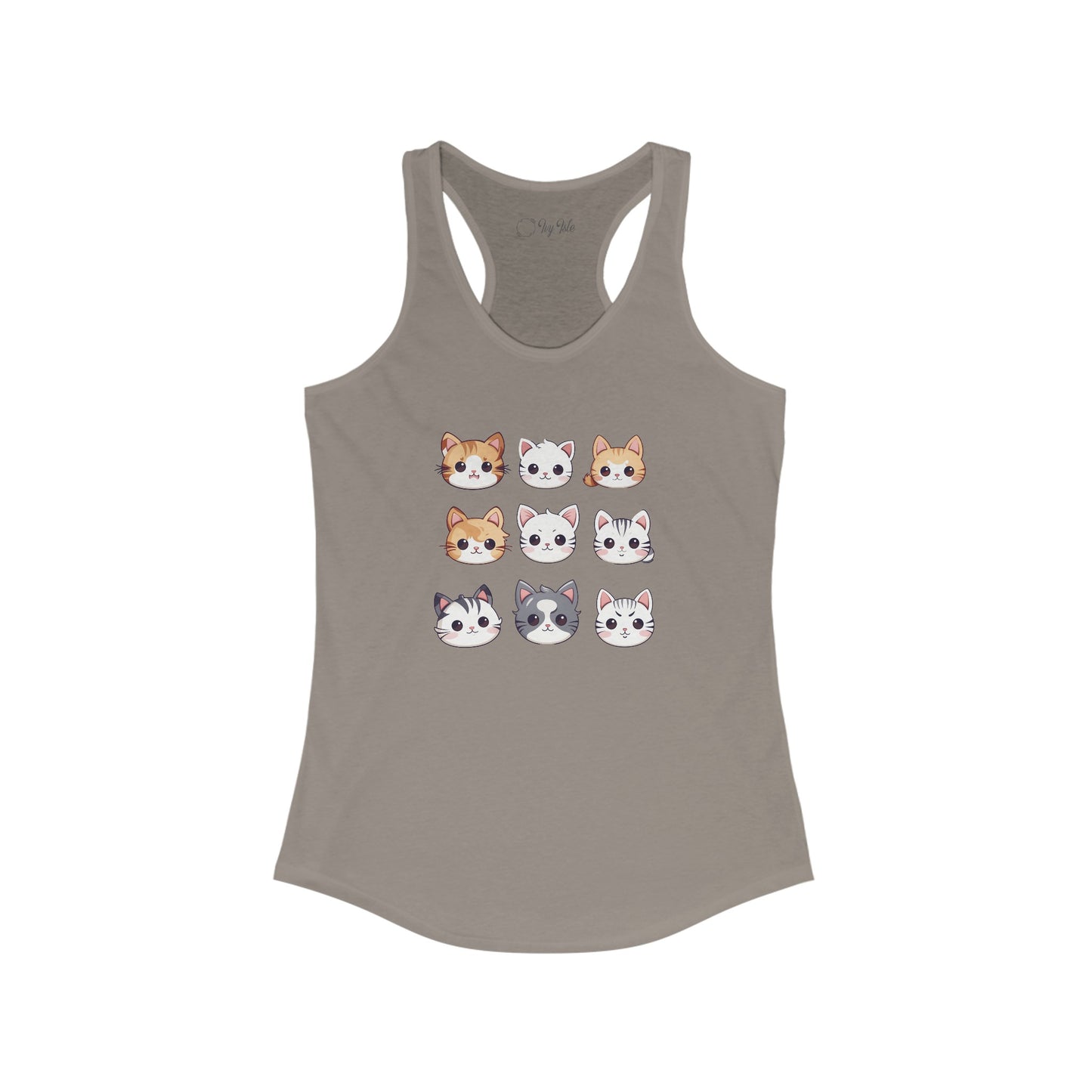 Cute Cat Faces Set Racerback Tank
