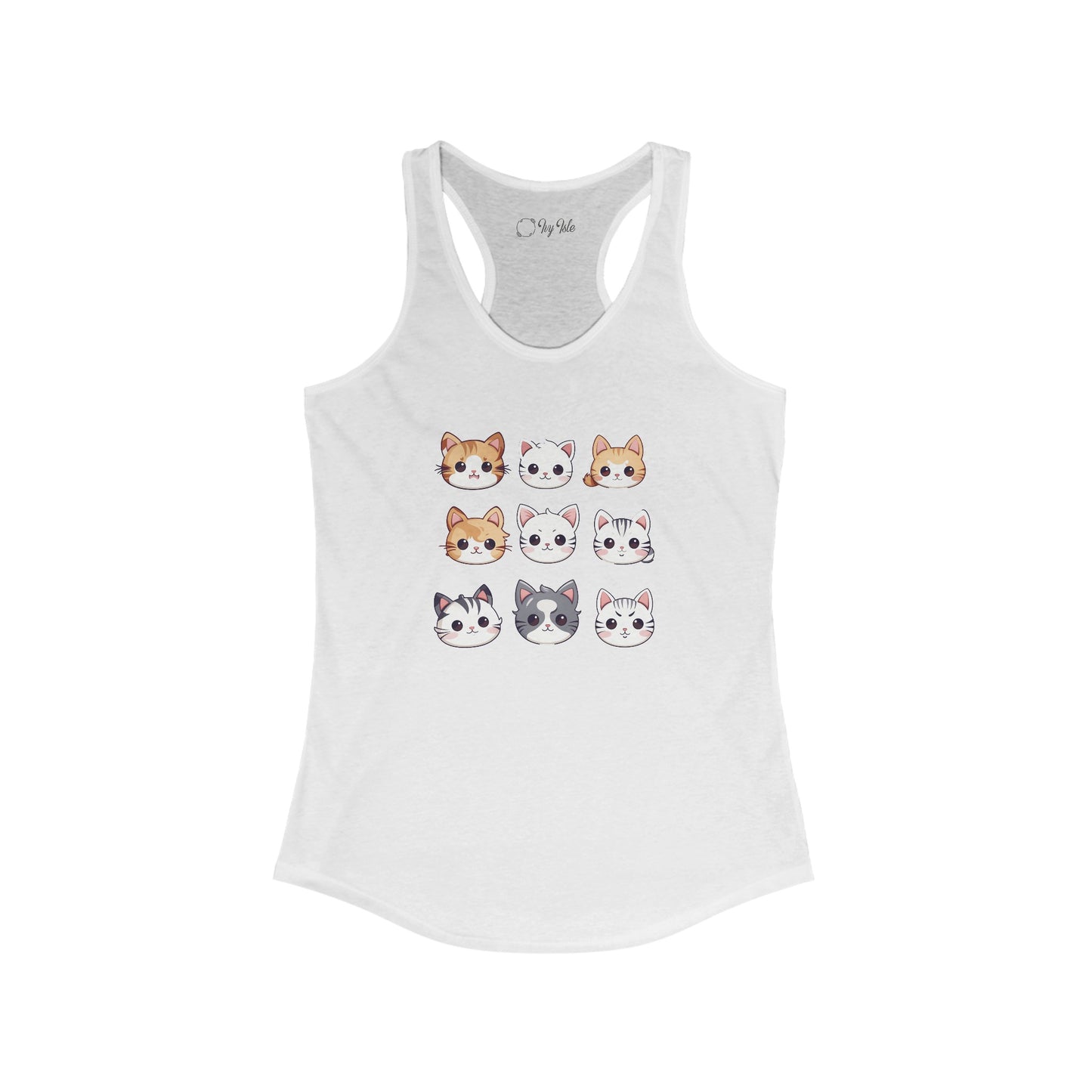 Cute Cat Faces Set Racerback Tank
