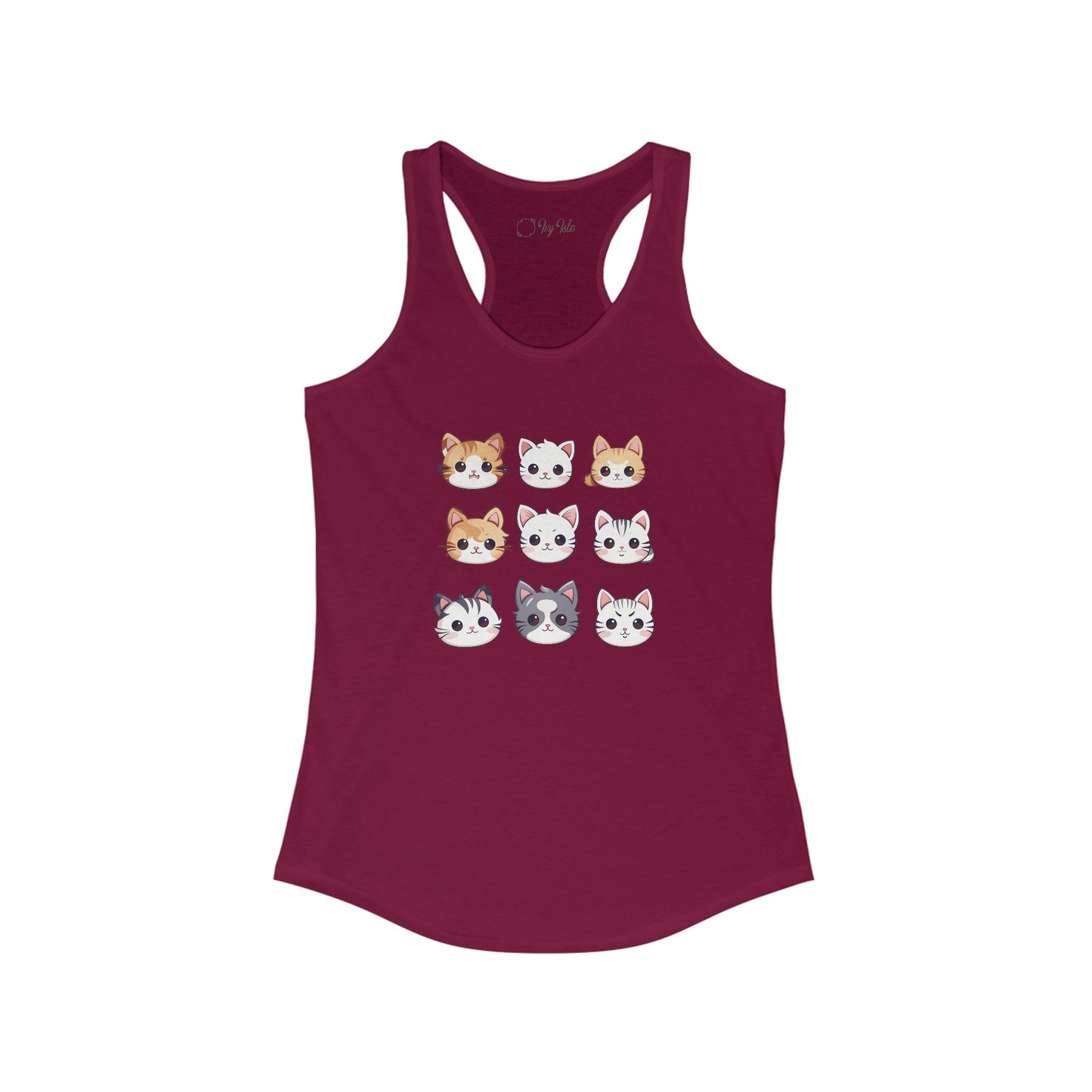 Cute Cat Faces Set Racerback Tank