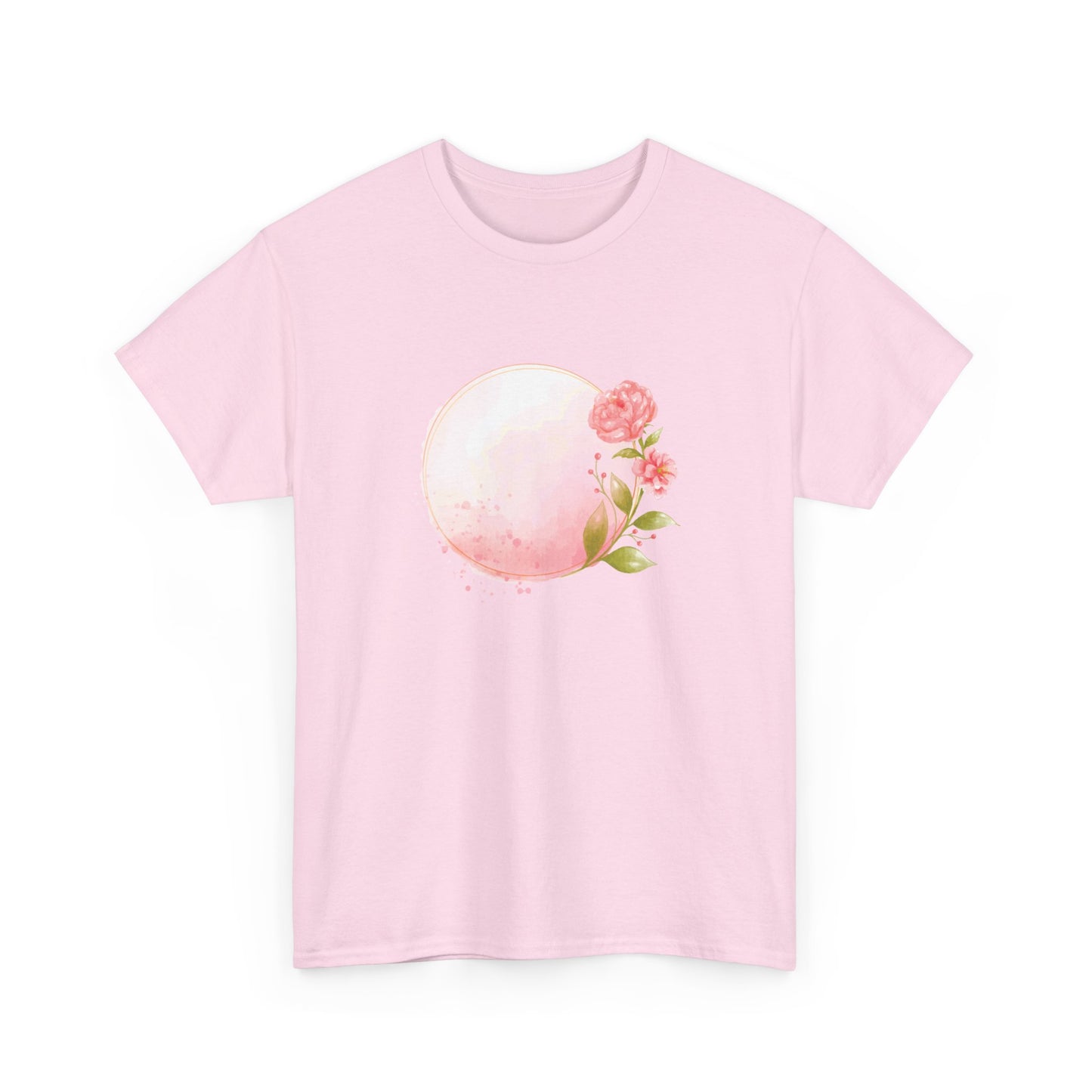 Pink Watercolor Rose Circle Short Sleeve Tee