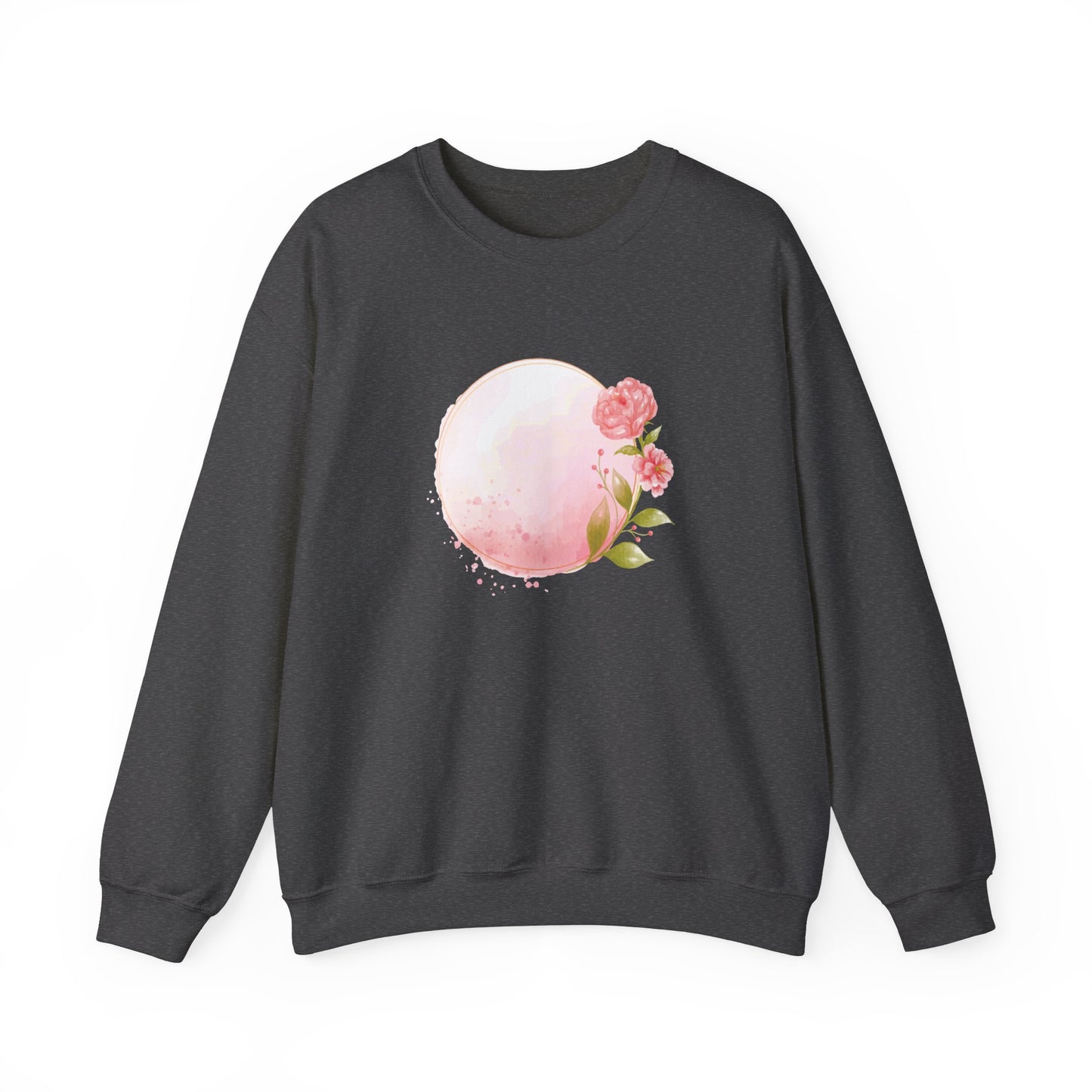 Pink Watercolor Rose Circle Sweatshirt
