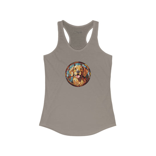 Stained Glass Golden Retriever Racerback Tank