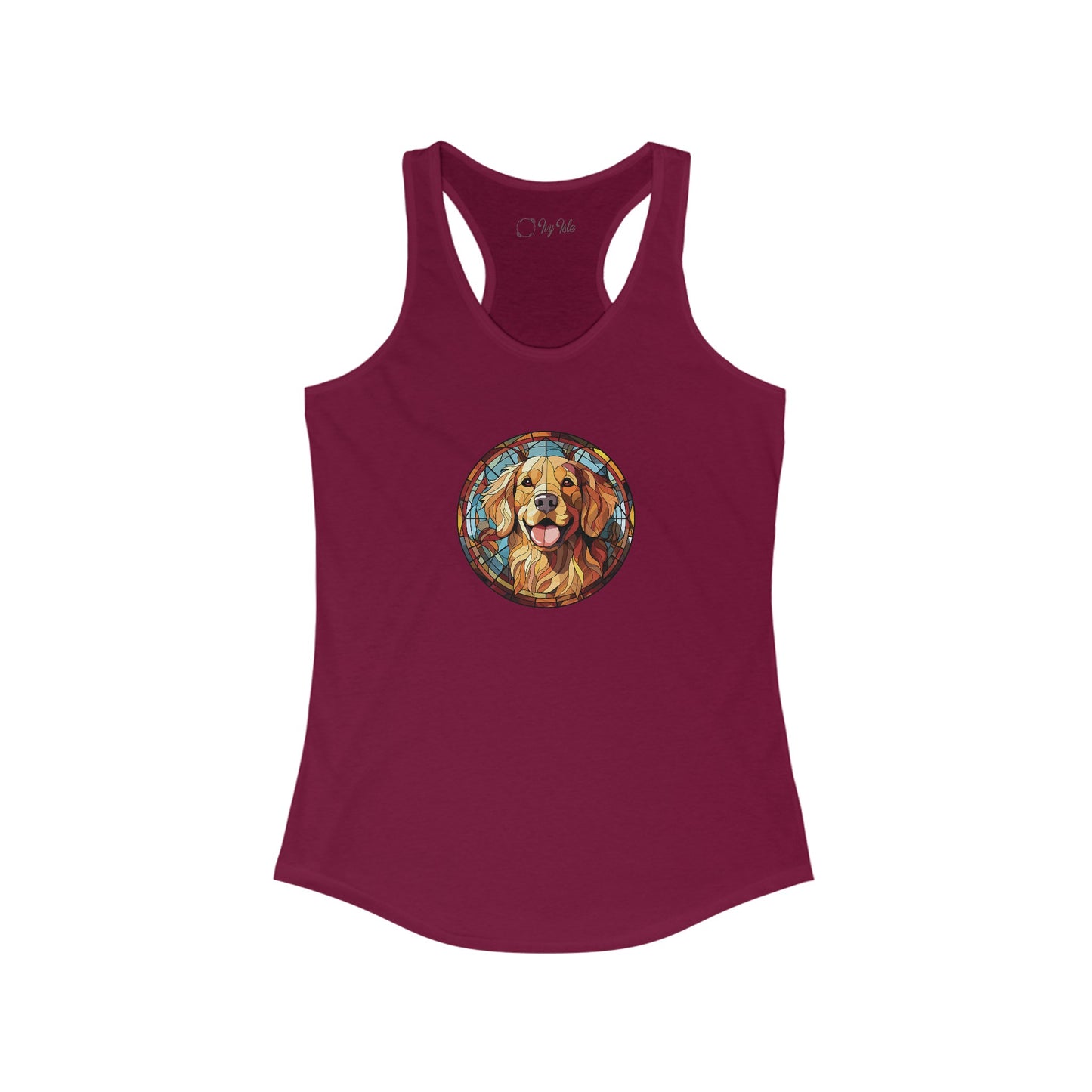 Stained Glass Golden Retriever Racerback Tank