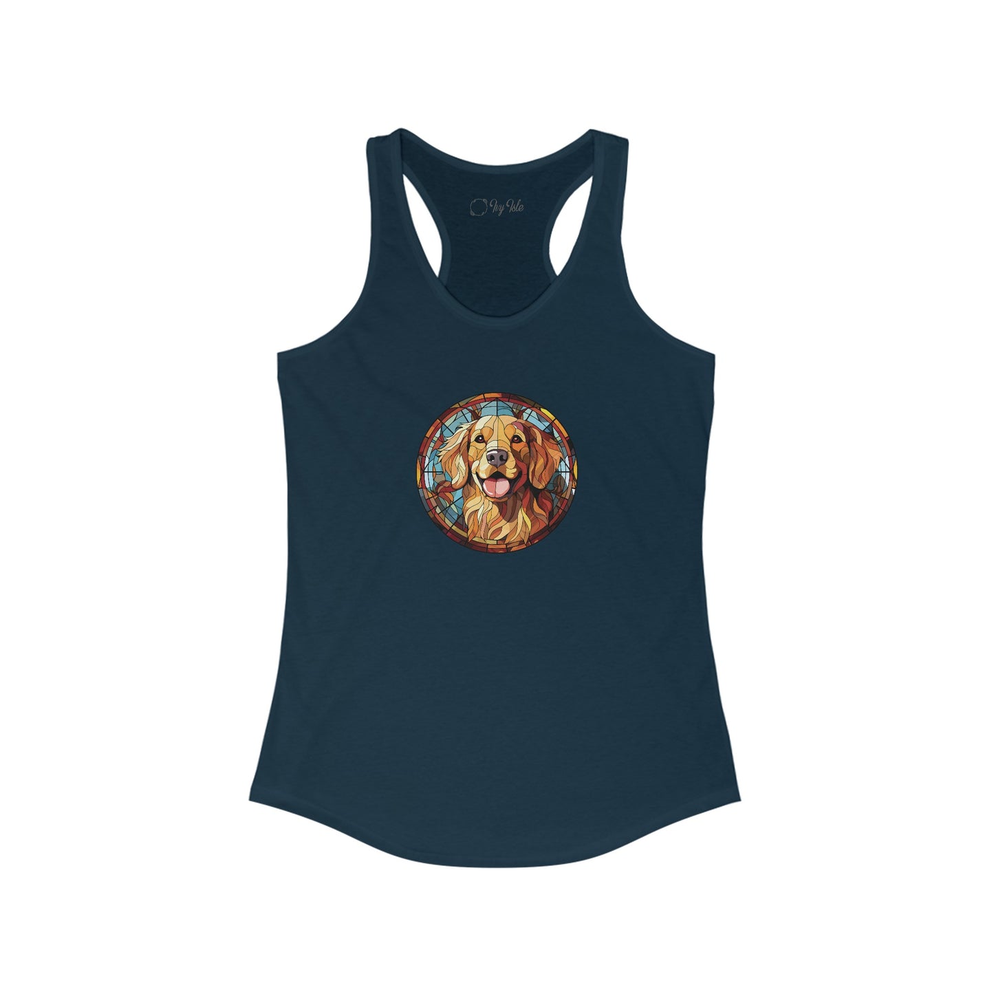 Stained Glass Golden Retriever Racerback Tank