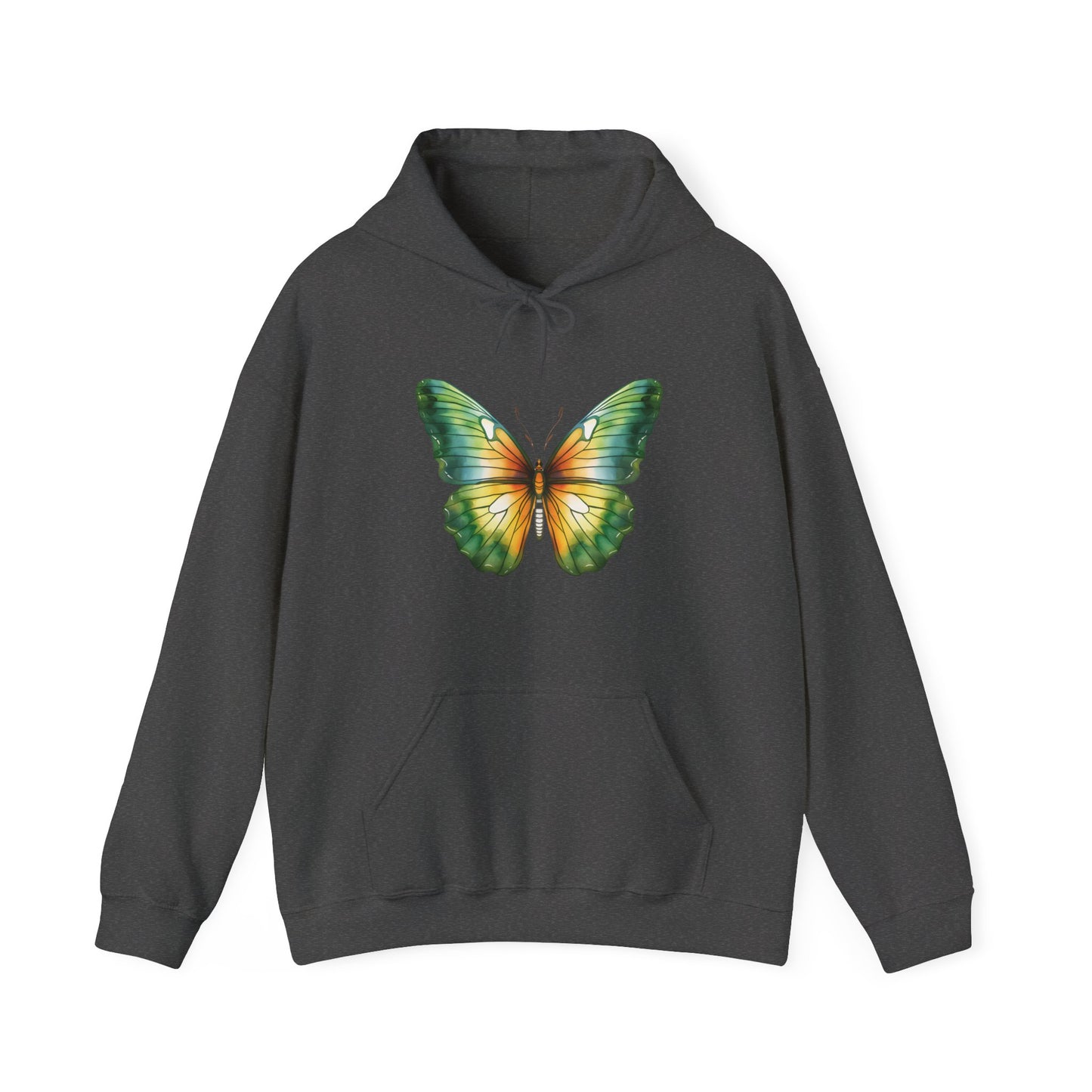 Green Watercolor Butterfly Hooded Sweatshirt