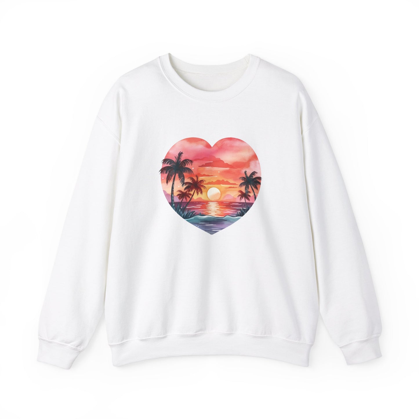 Retro Beach Sunset Heart Sweatshirt