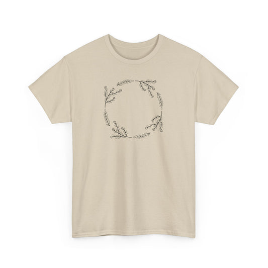 Flower and Leaf Circle Short Sleeve Tee