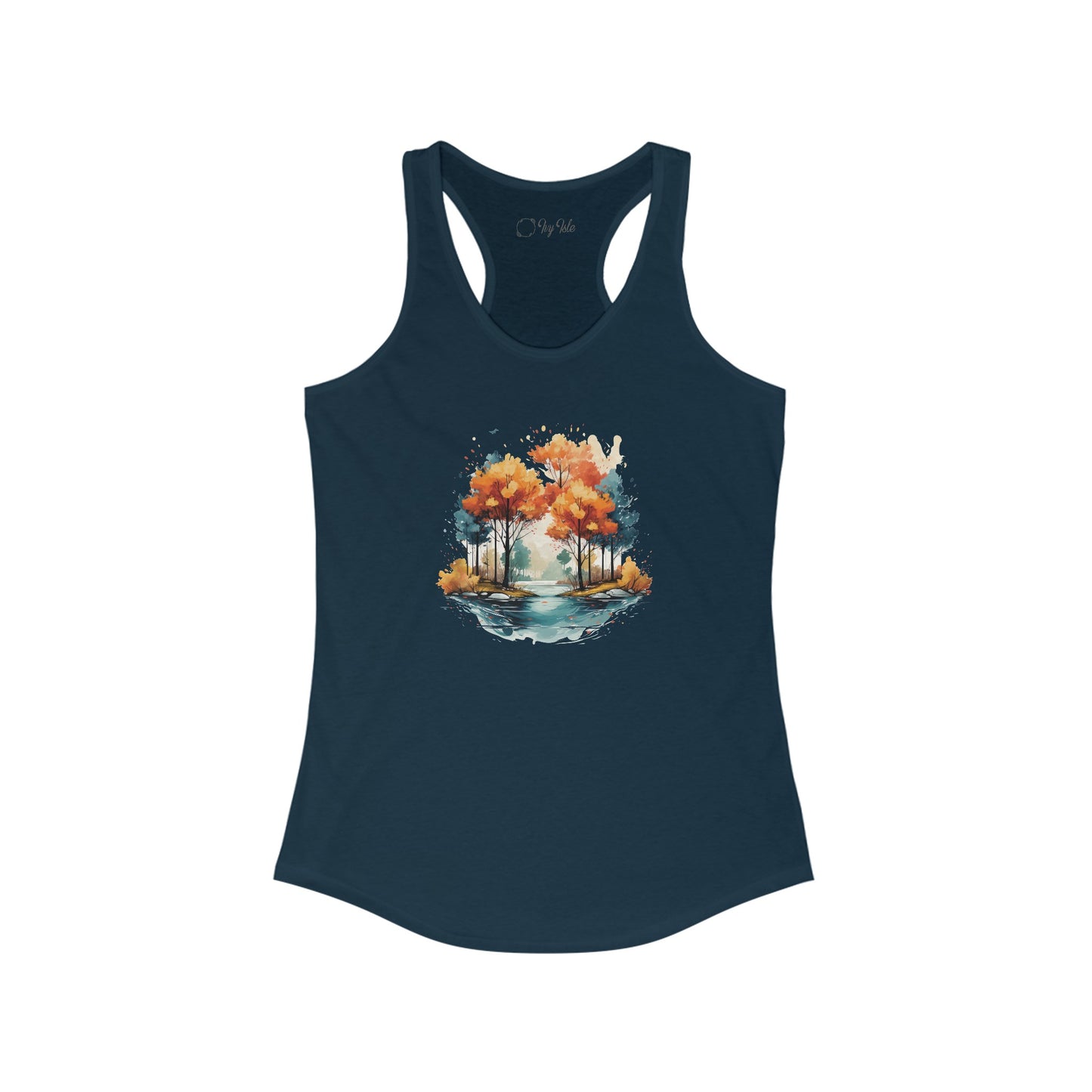 Autumn River Watercolor Racerback Tank