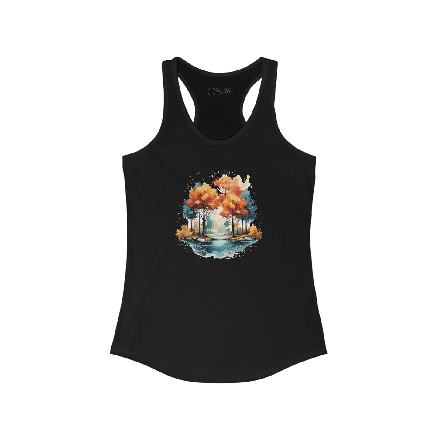 Autumn River Watercolor Racerback Tank
