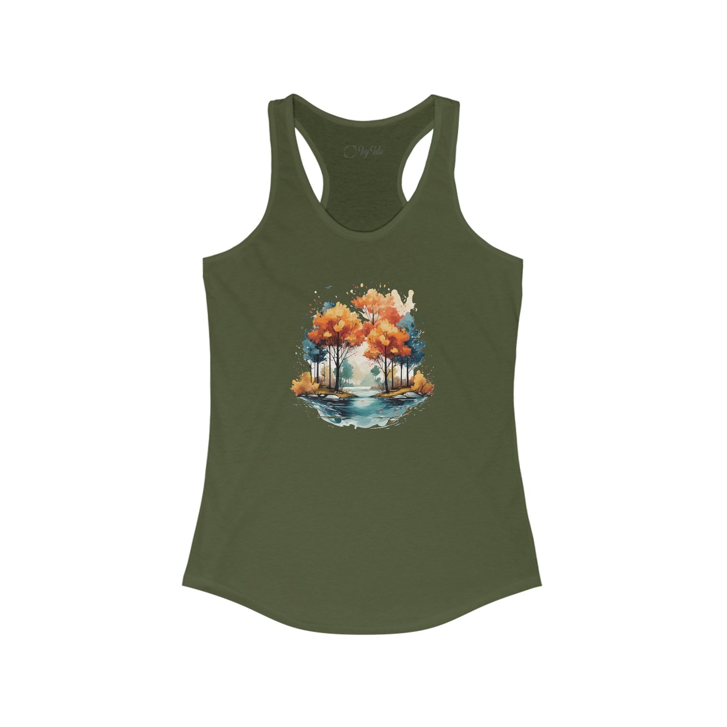 Autumn River Watercolor Racerback Tank